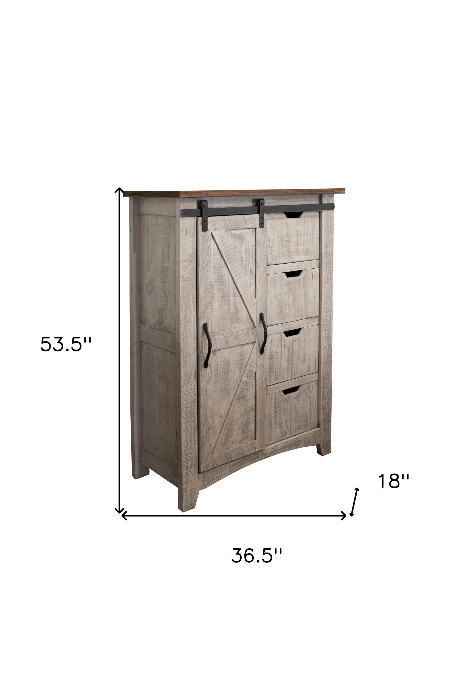 37" Light Gray Solid Wood Four Drawer Chest-3