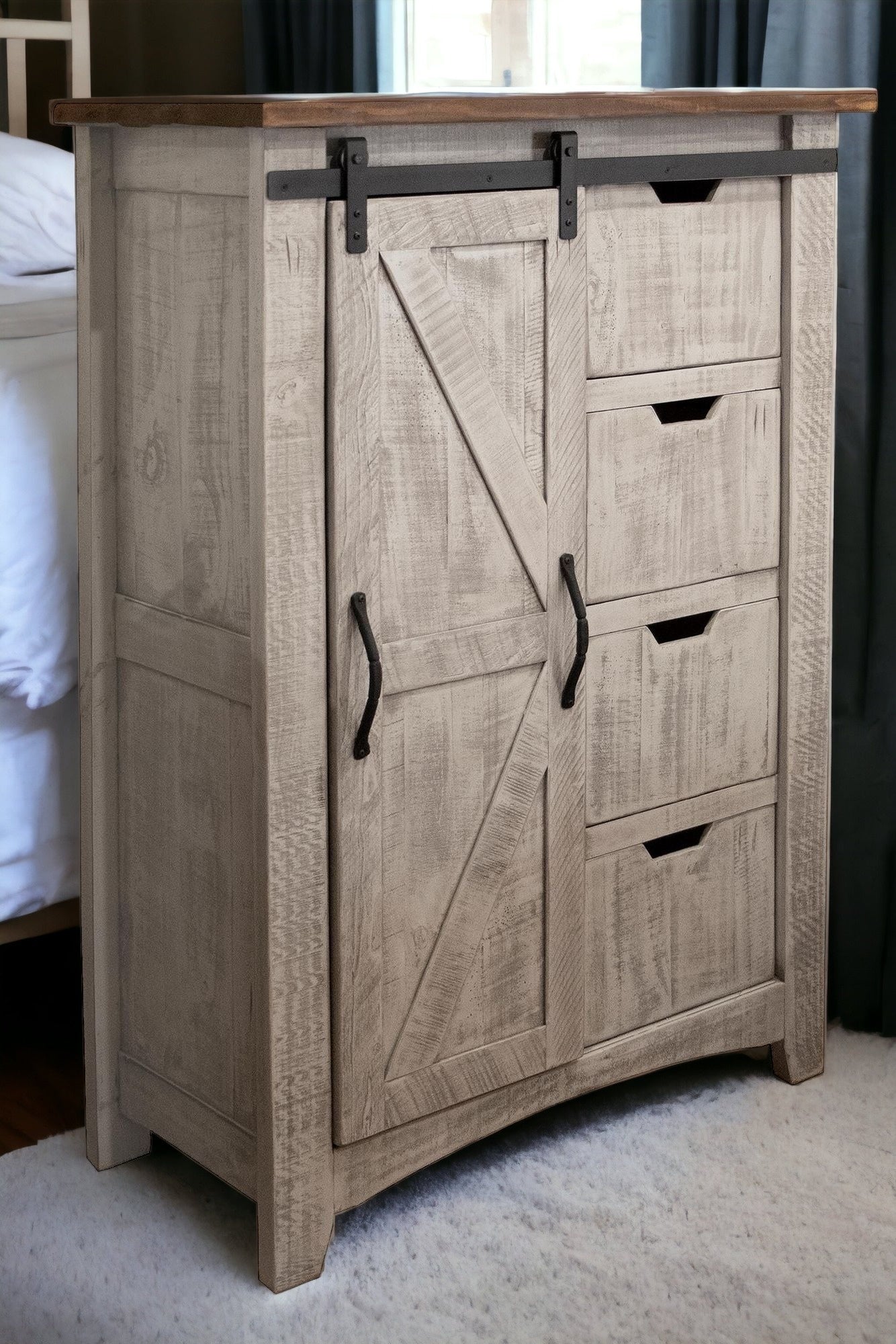 37" Light Gray Solid Wood Four Drawer Chest-4