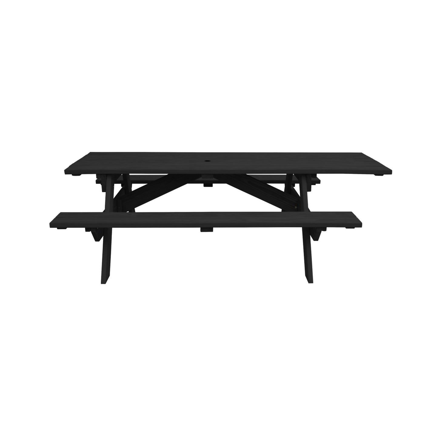 94" Charcoal Solid Wood Outdoor Picnic Table with Umbrella Hole-1