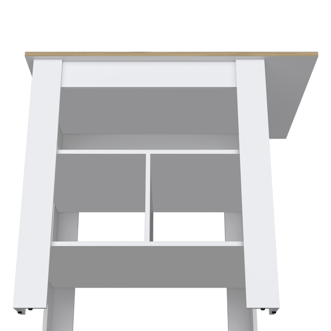 35" Natural and White Wood Kitchen Island With Storage-5