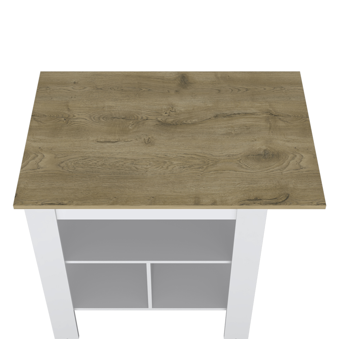 35" Natural and White Wood Kitchen Island With Storage-4