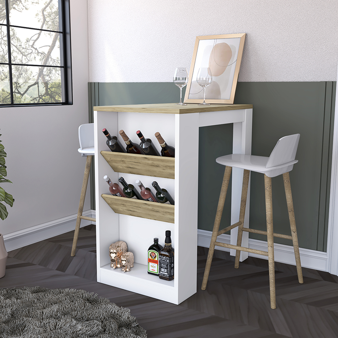 36" Natural and White Wood Kitchen Island With Storage-7