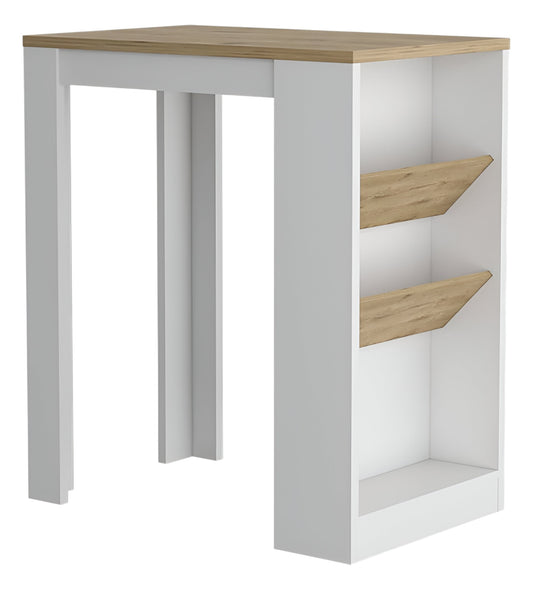 36" Natural and White Wood Kitchen Island With Storage-1