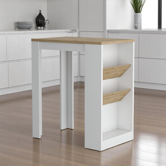 36" Natural and White Wood Kitchen Island With Storage-0