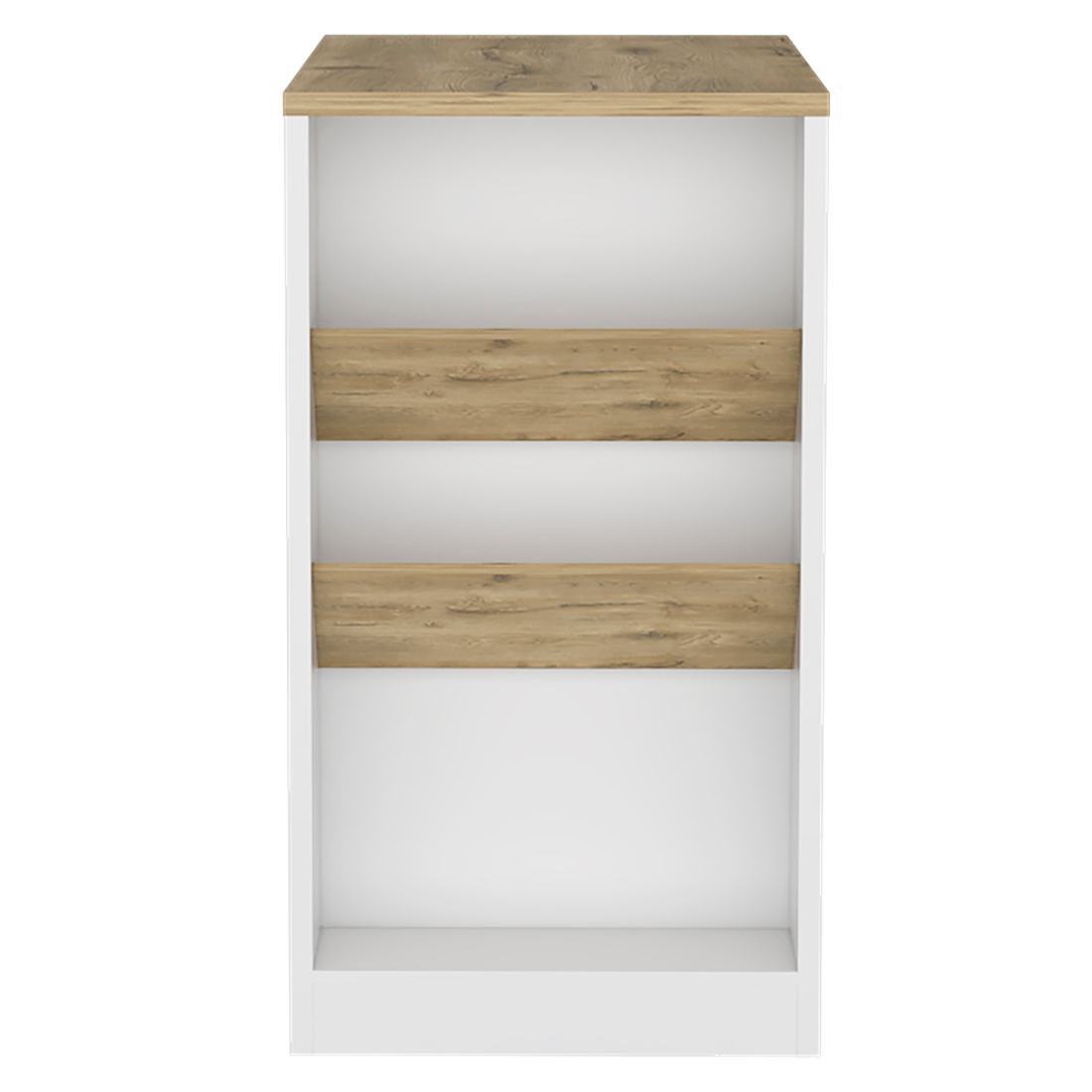 36" Natural and White Wood Kitchen Island With Storage-2