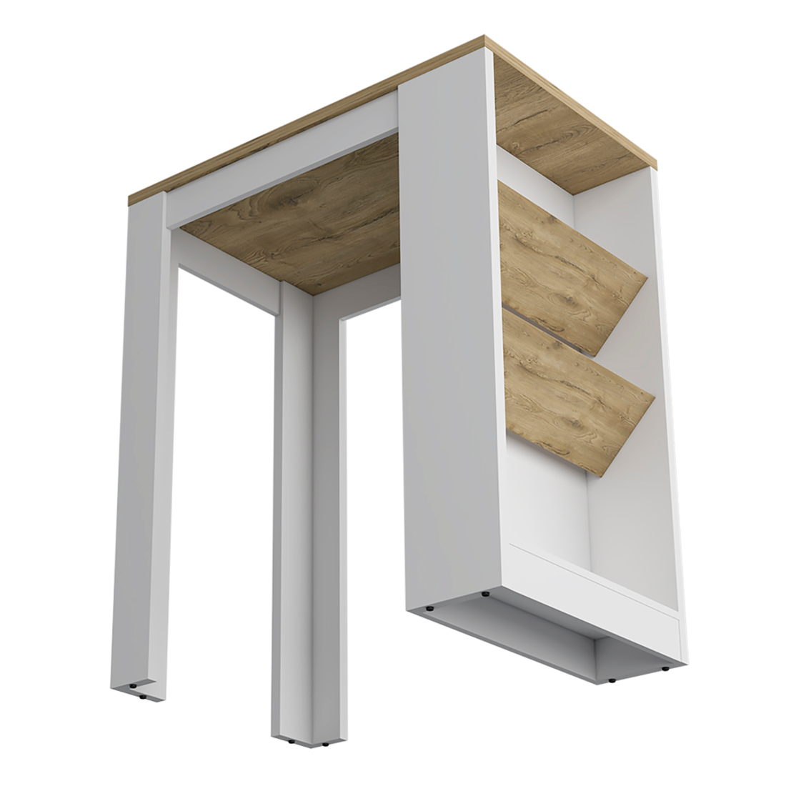 36" Natural and White Wood Kitchen Island With Storage-4