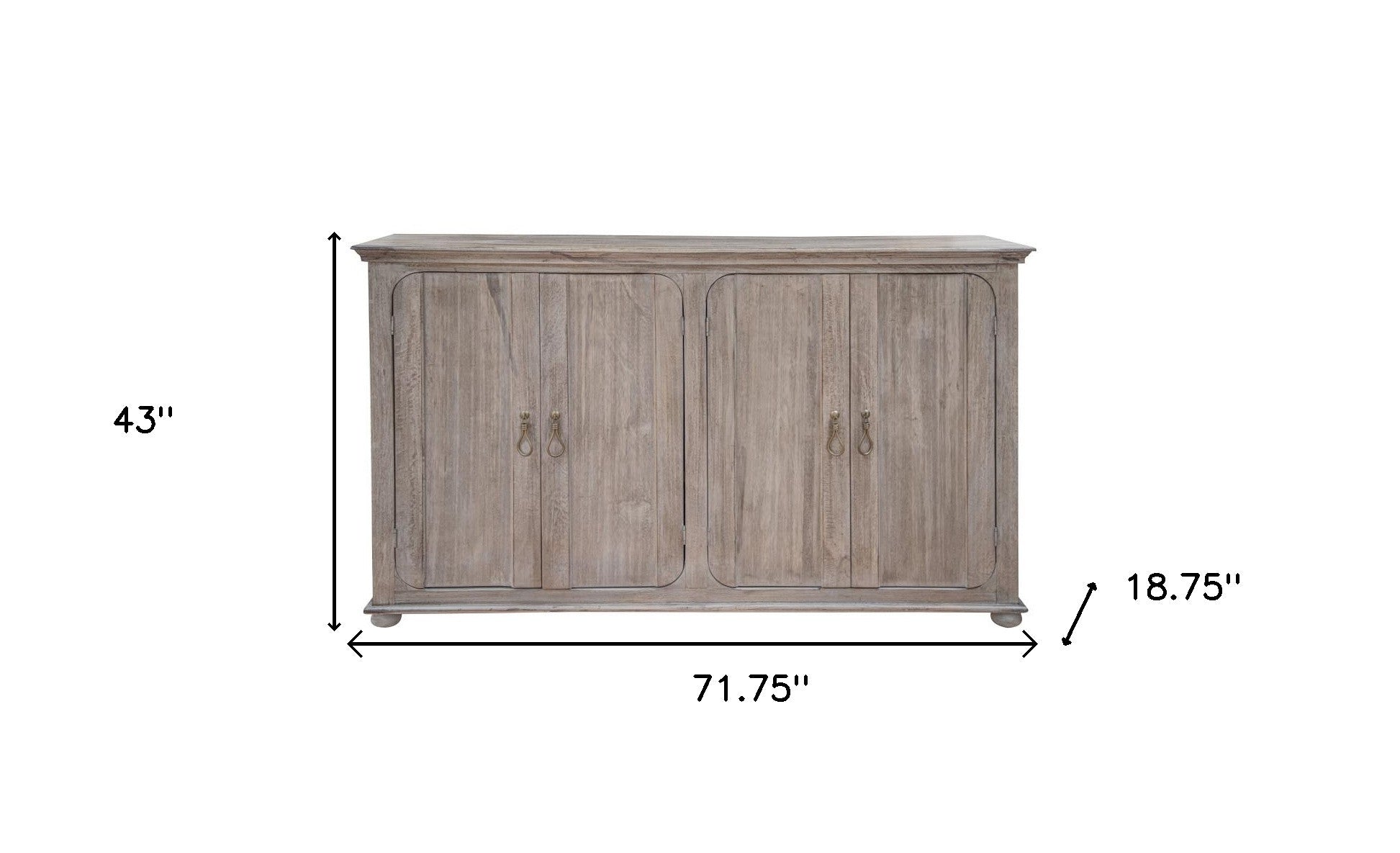 72" Sand Solid and Manufactured Wood Distressed Credenza-4