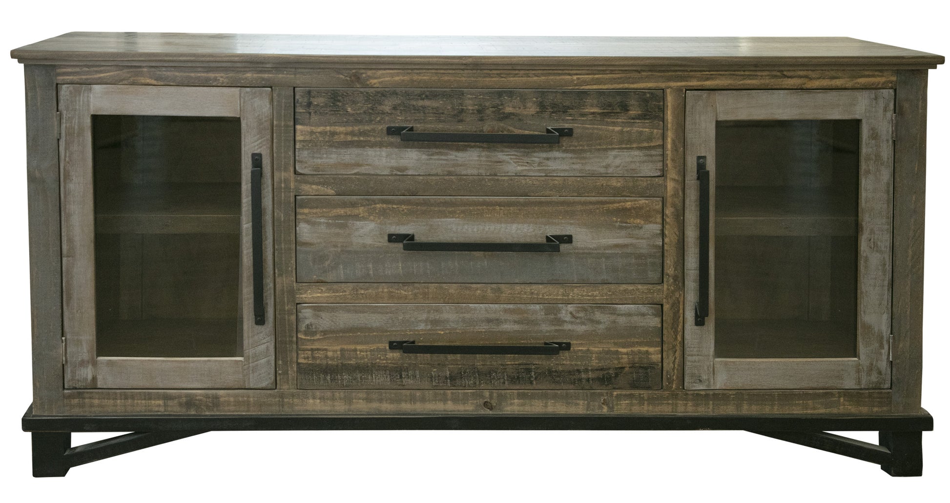 69" Brown Solid and Manufactured Wood Distressed Buffet Table-0