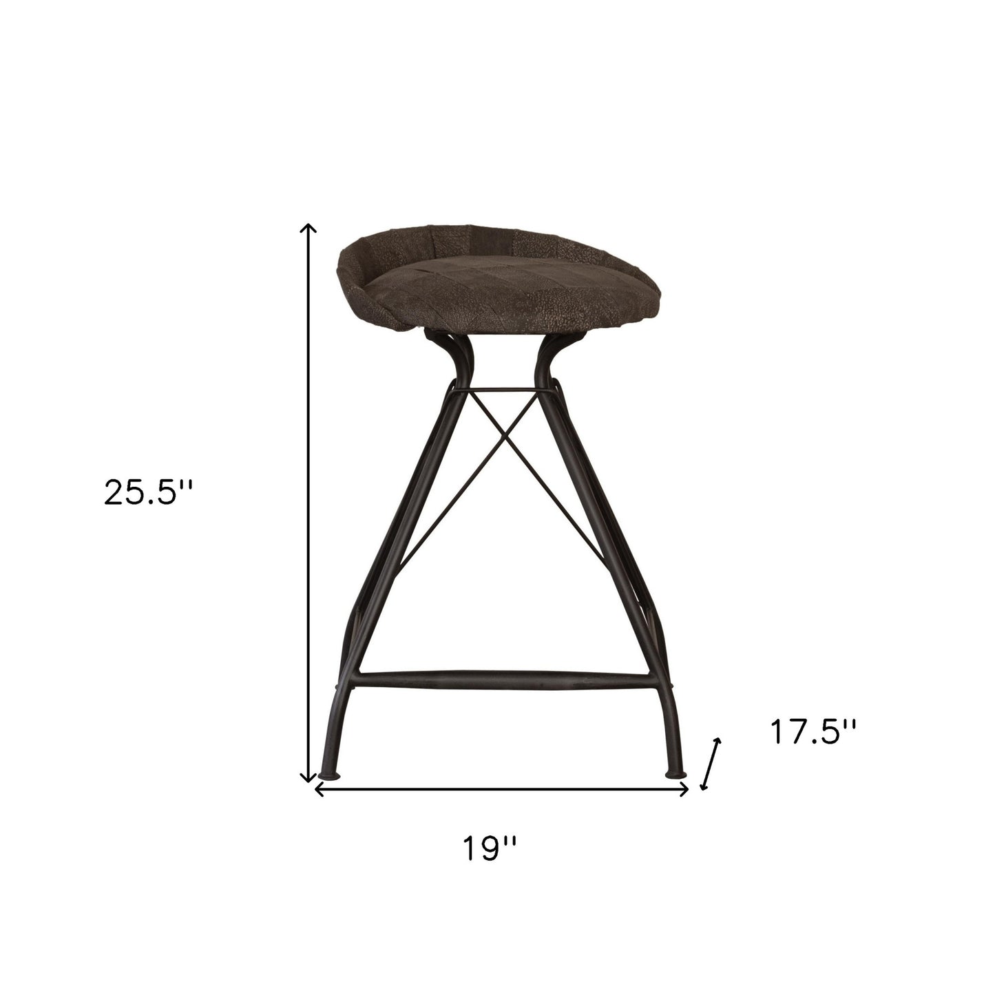 25" Brown and Black Leather and Iron Low Back Counter Height Swivel Bar Chair-7