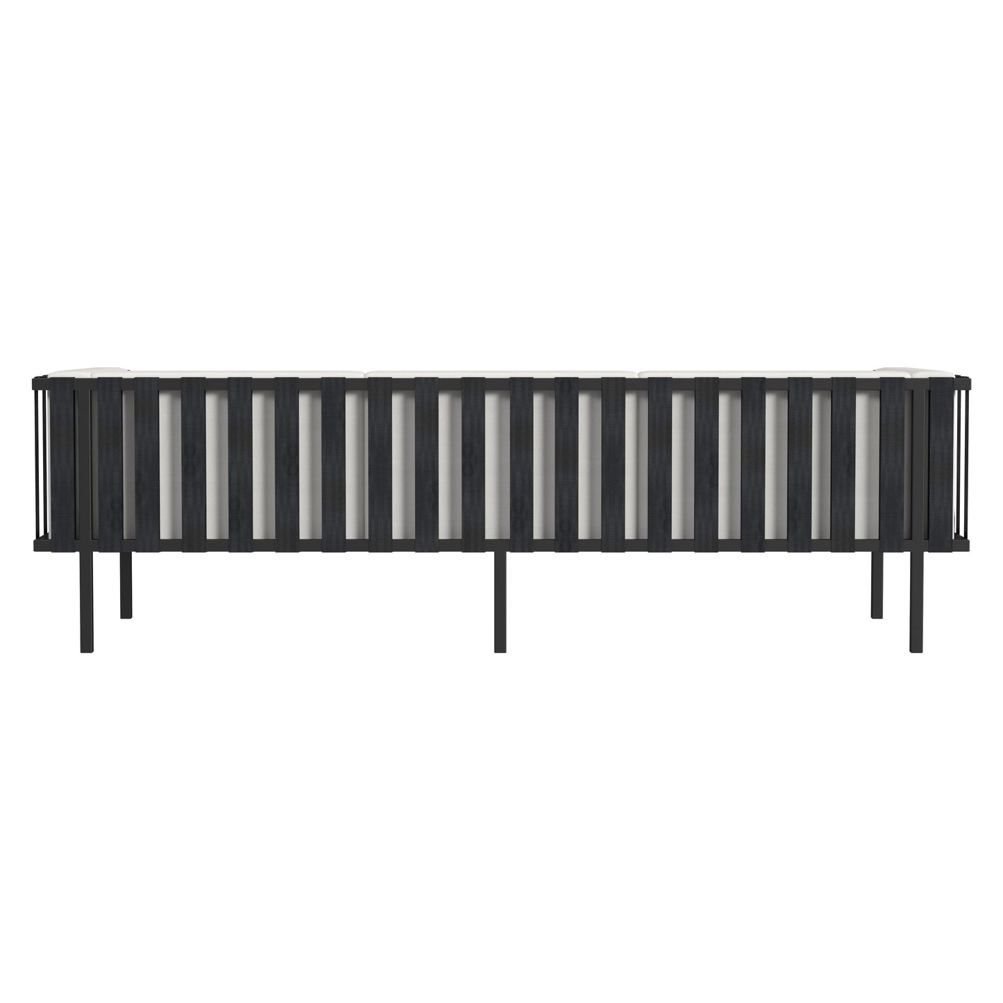 77" Black Iron and Cushions Patio Sofa-4