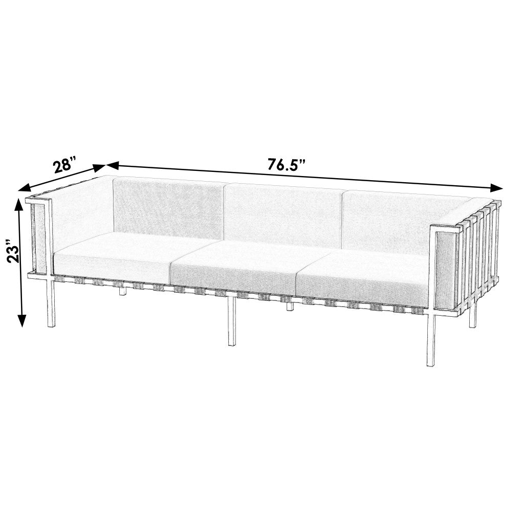 77" Black Iron and Cushions Patio Sofa-7