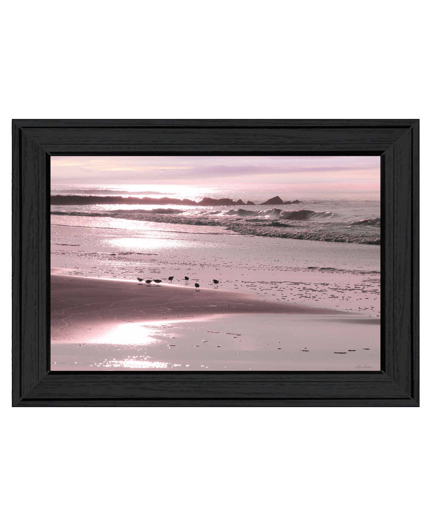 Breakfast On The Beach Black Framed Print Wall Art-1