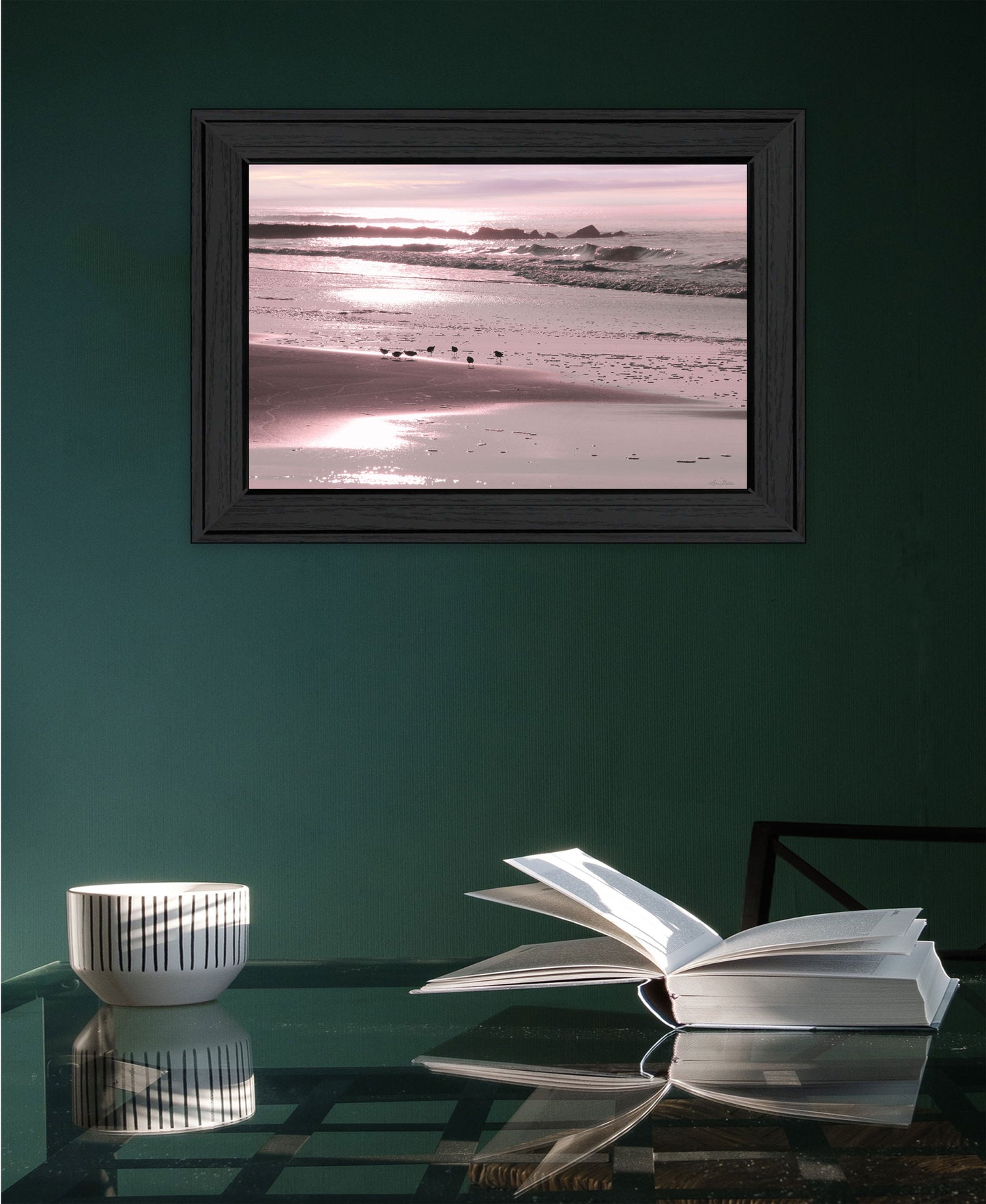 Breakfast On The Beach Black Framed Print Wall Art-3
