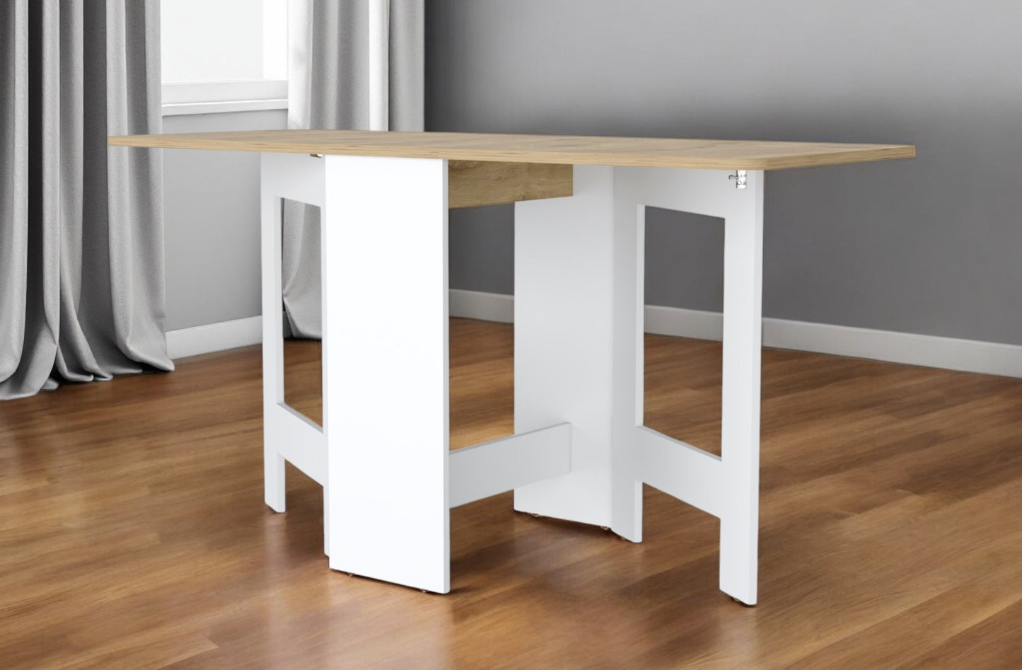 24" Brown And White Folding Sled Base Dining Table-0