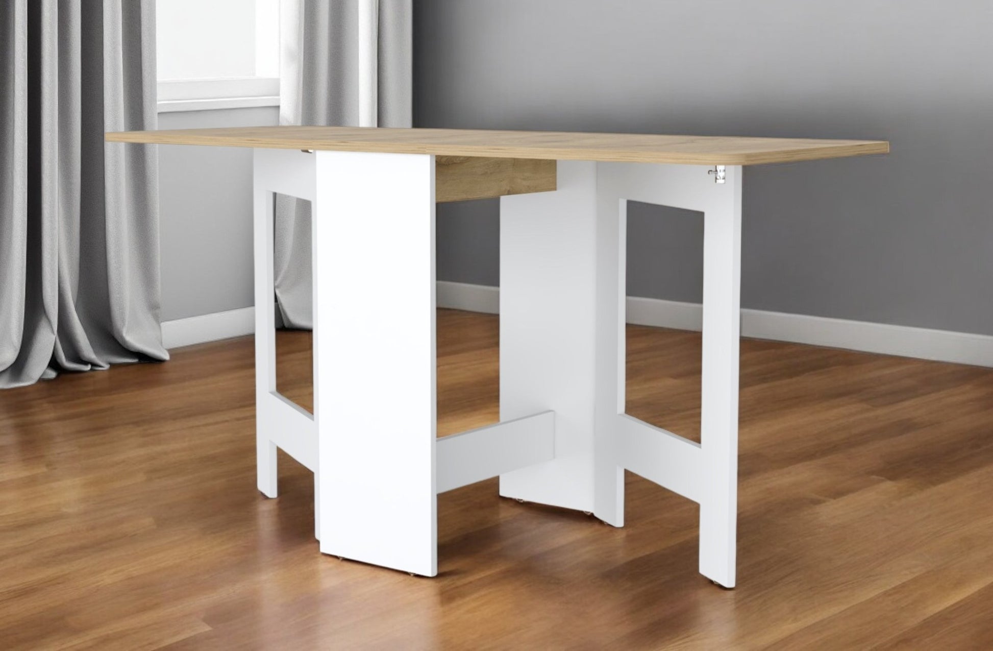 24" Brown And White Folding Sled Base Dining Table-0