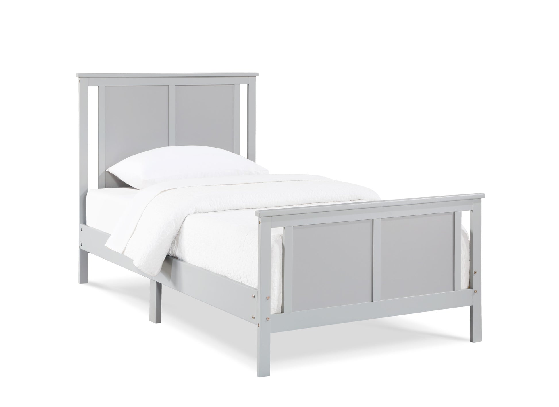 Gray And White Reversible Solid Wood Twin Bed Frame-4