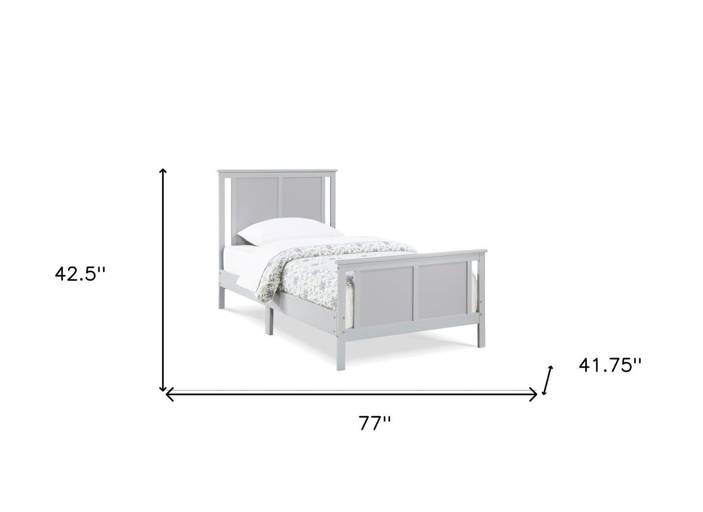Gray And White Reversible Solid Wood Twin Bed Frame-7
