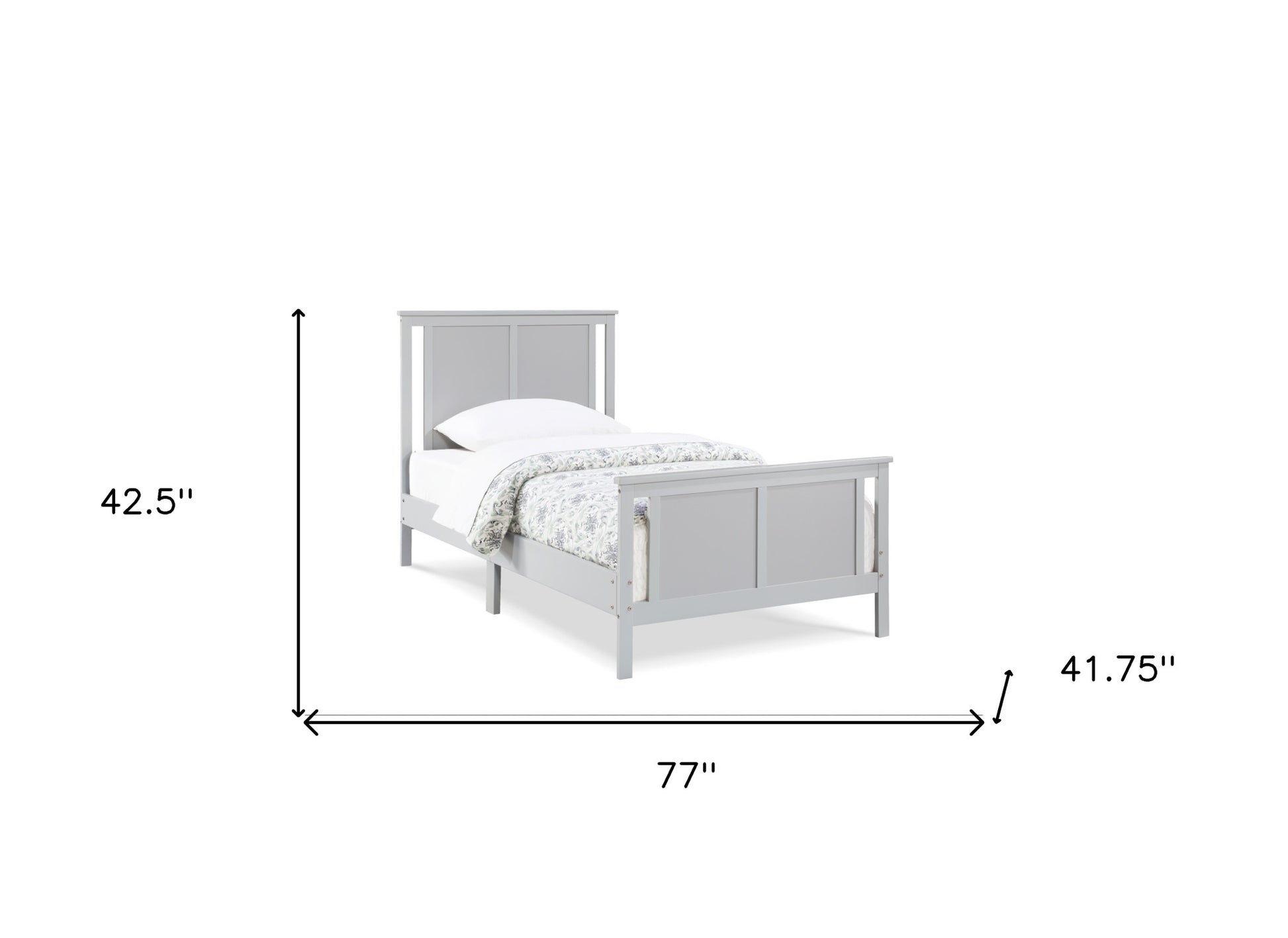 Gray And White Reversible Solid Wood Twin Bed Frame-7