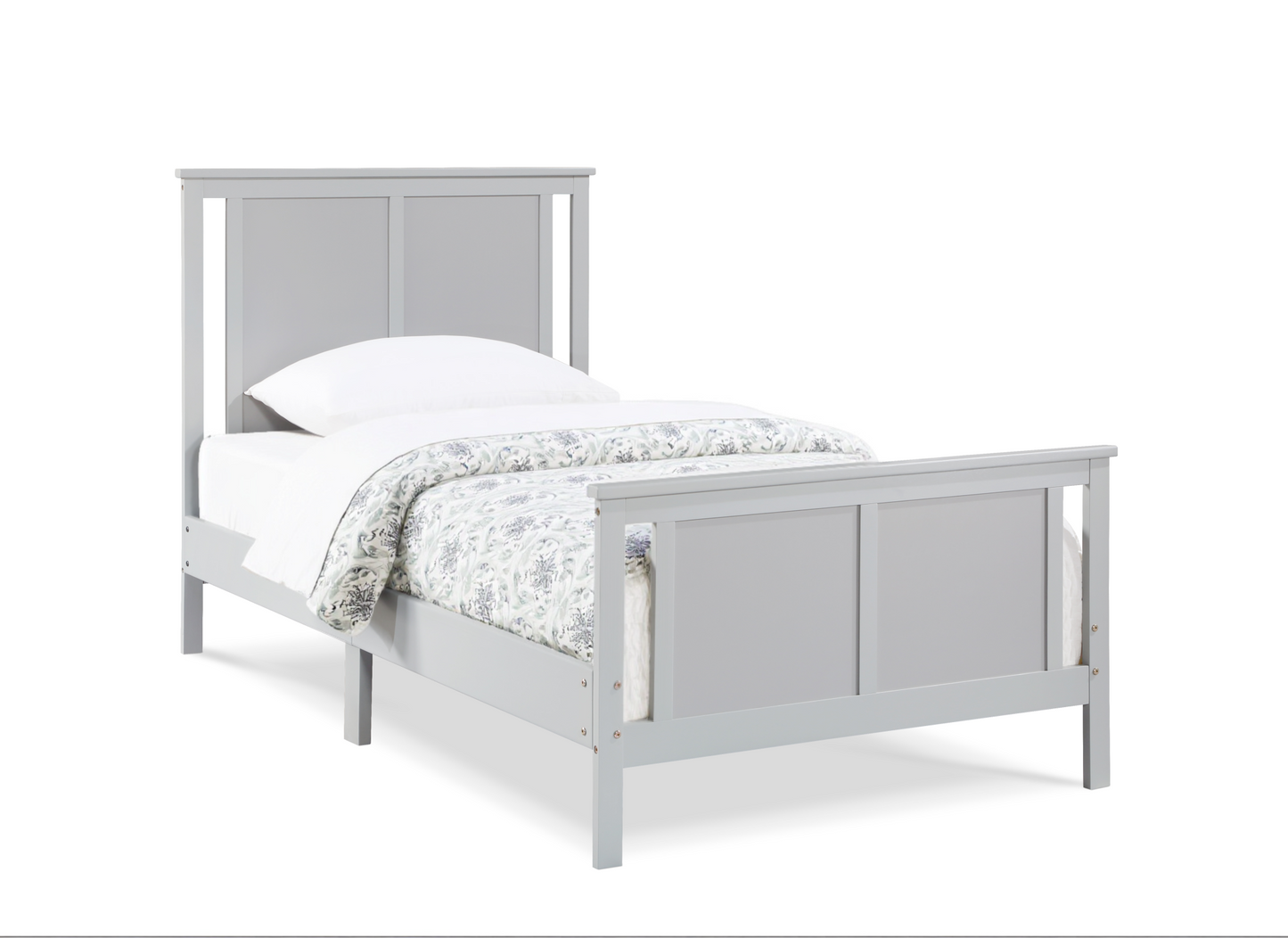 Gray And White Reversible Solid Wood Twin Bed Frame-2