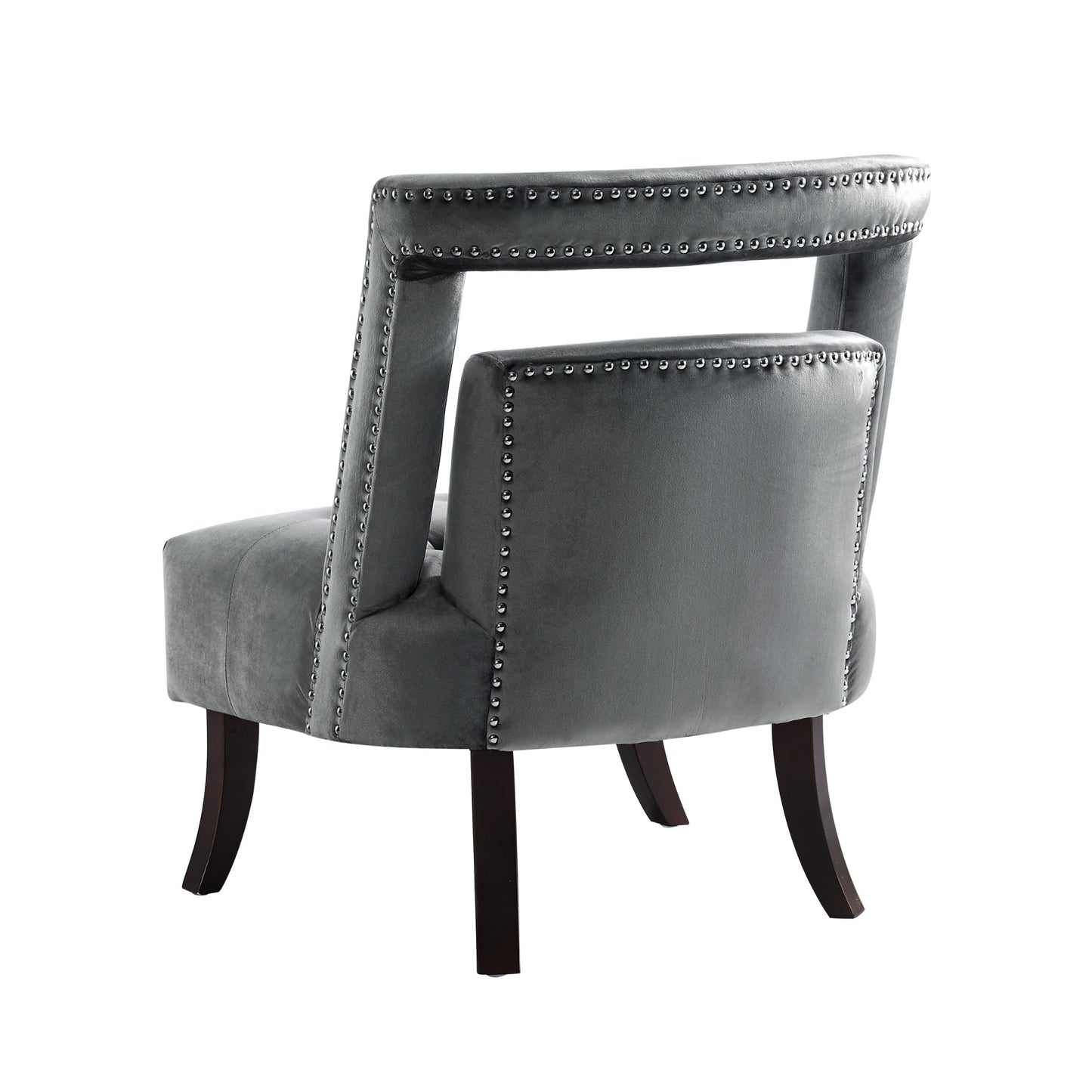 26" Gray and Black Velvet Tufted Side Chair-4