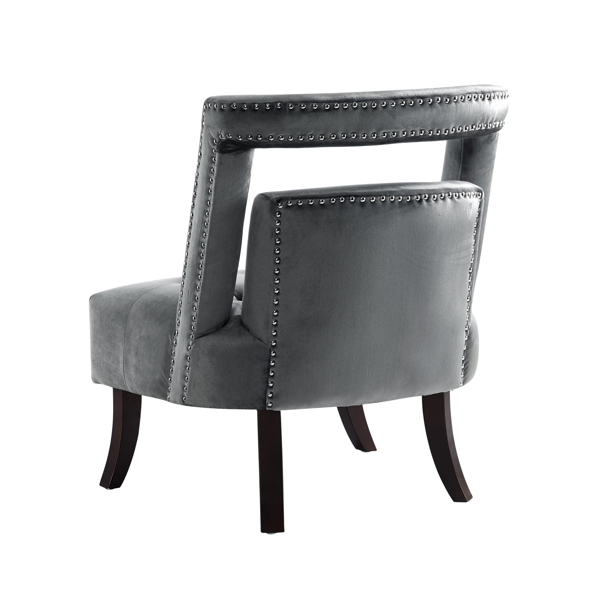 26" Gray and Black Velvet Tufted Side Chair-4