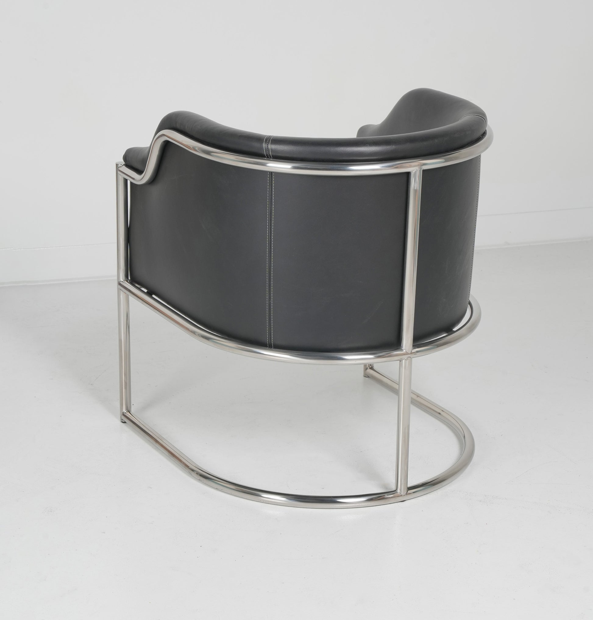 Charcoal and Silver Upholstered Leather Curved Back Dining Arm Chair-3