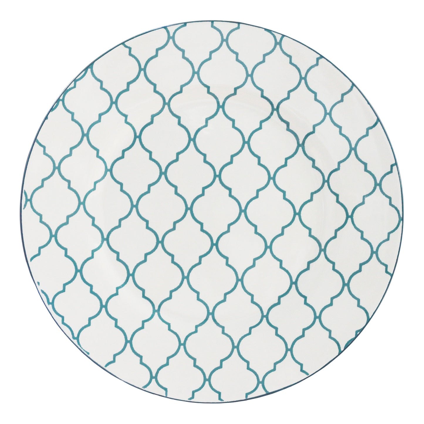 Turquoise Sixteen Piece Round Trellis Ceramic Service For Four Dinnerware Set-3