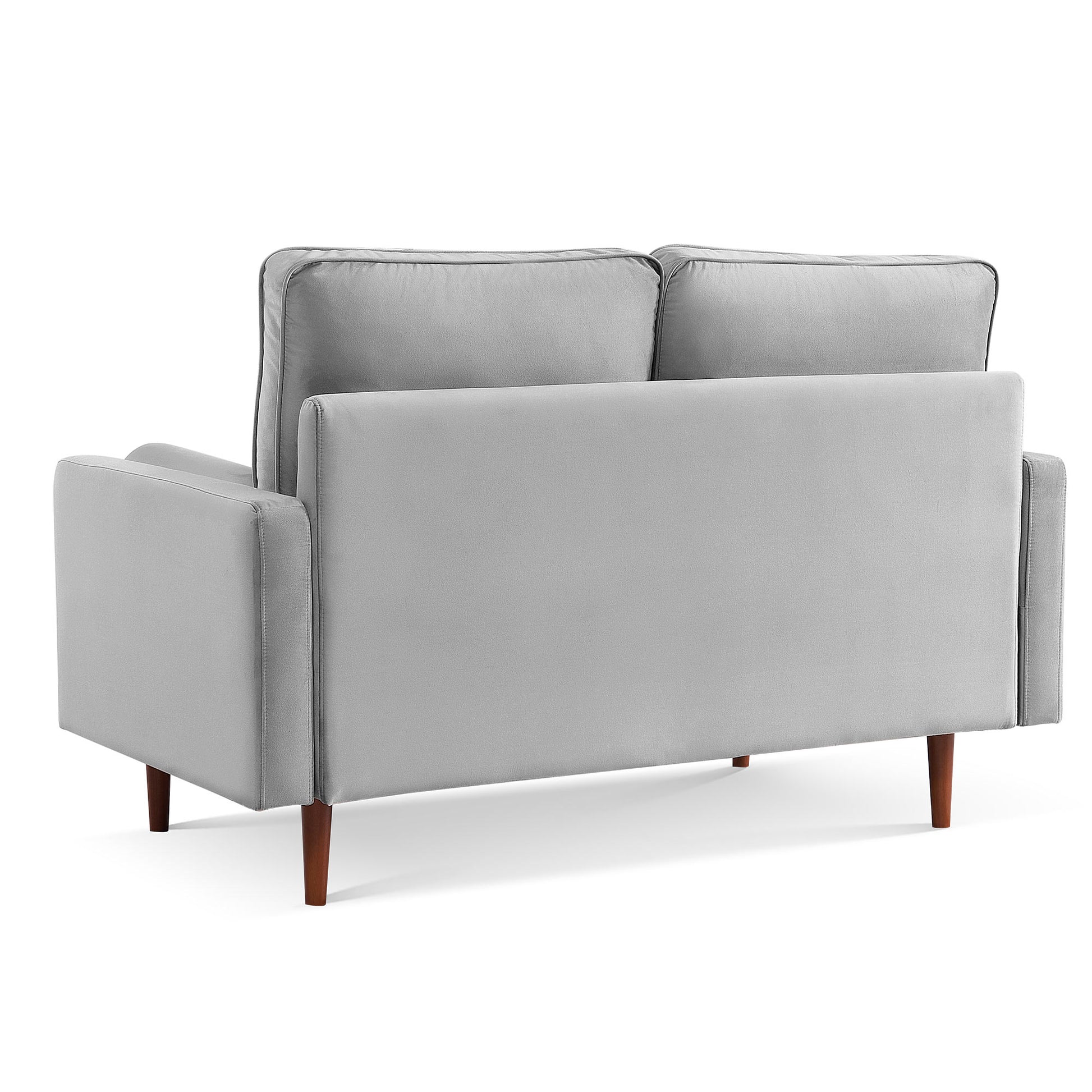 57" Gray And Dark Brown Velvet Loveseat and Toss Pillows-3