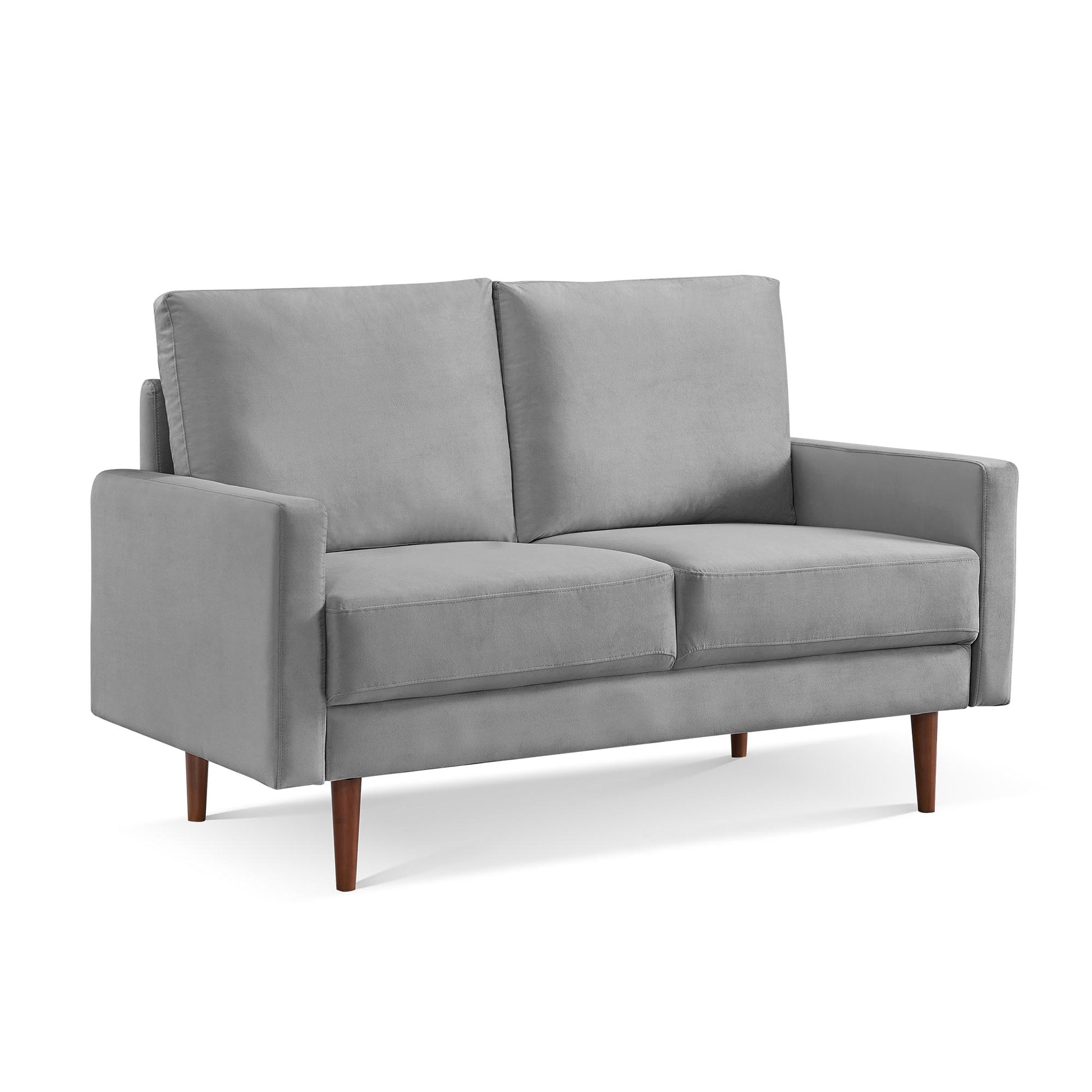 57" Gray And Dark Brown Velvet Loveseat-0