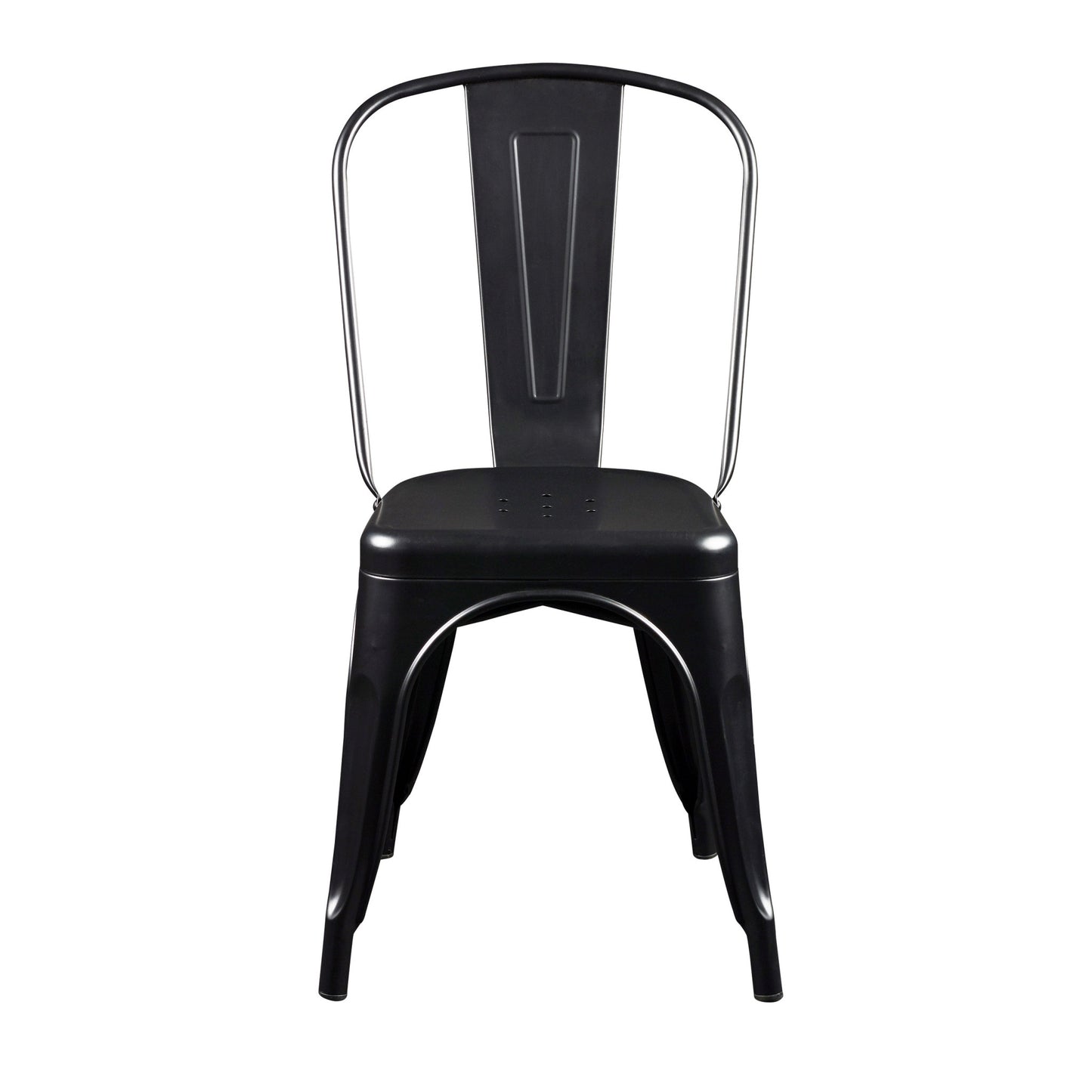 Set of Four Black Steel Dining Side Chairs-3