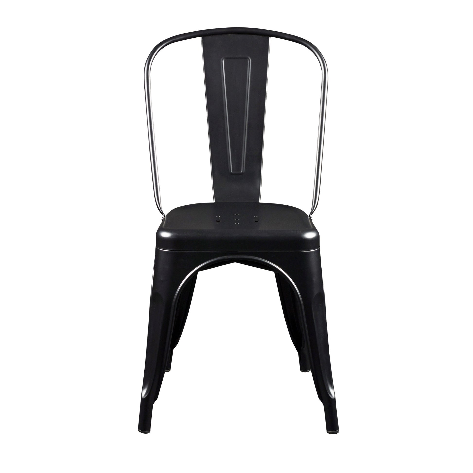 Set of Four Black Steel Dining Side Chairs-3