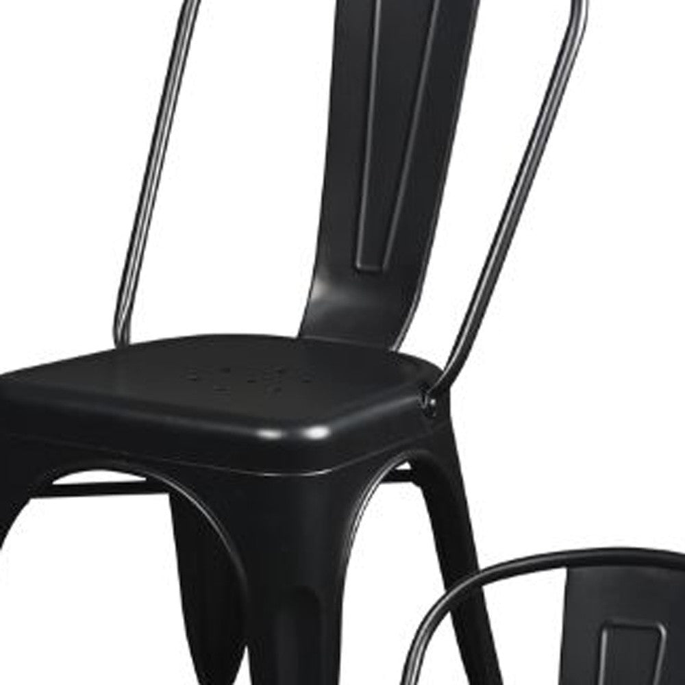 Set of Four Black Steel Dining Side Chairs-8