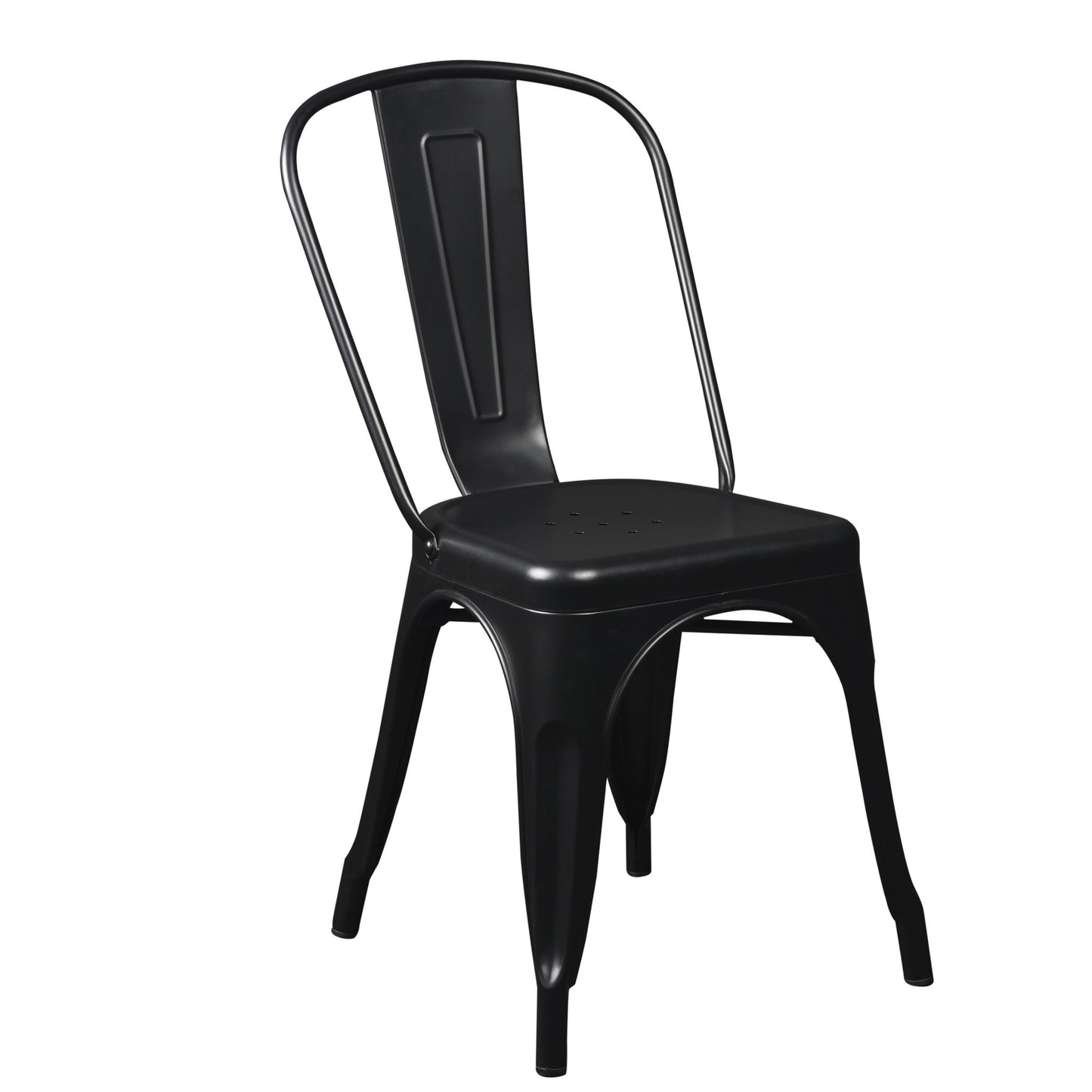 Set of Four Black Steel Dining Side Chairs-2