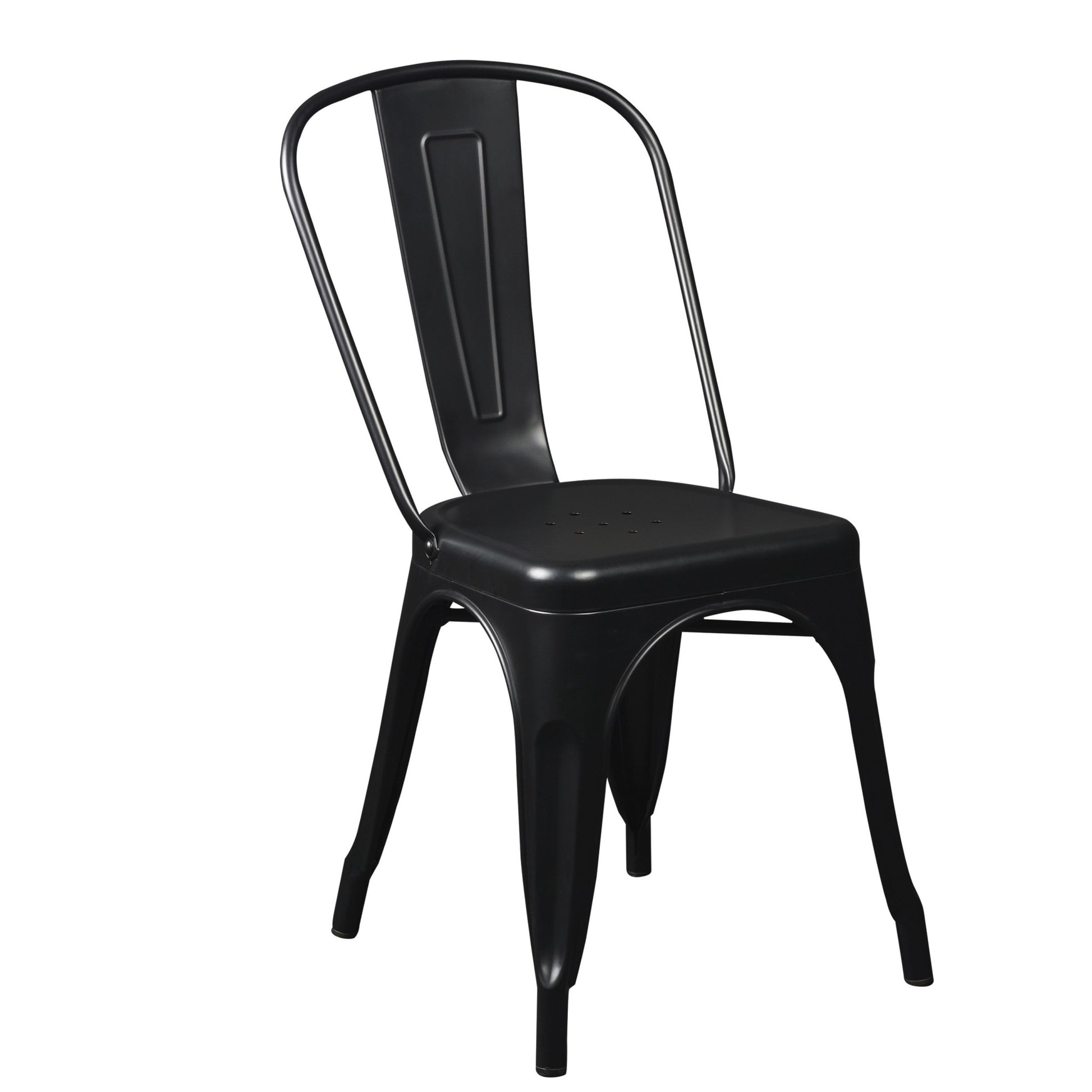 Set of Four Black Steel Dining Side Chairs-2