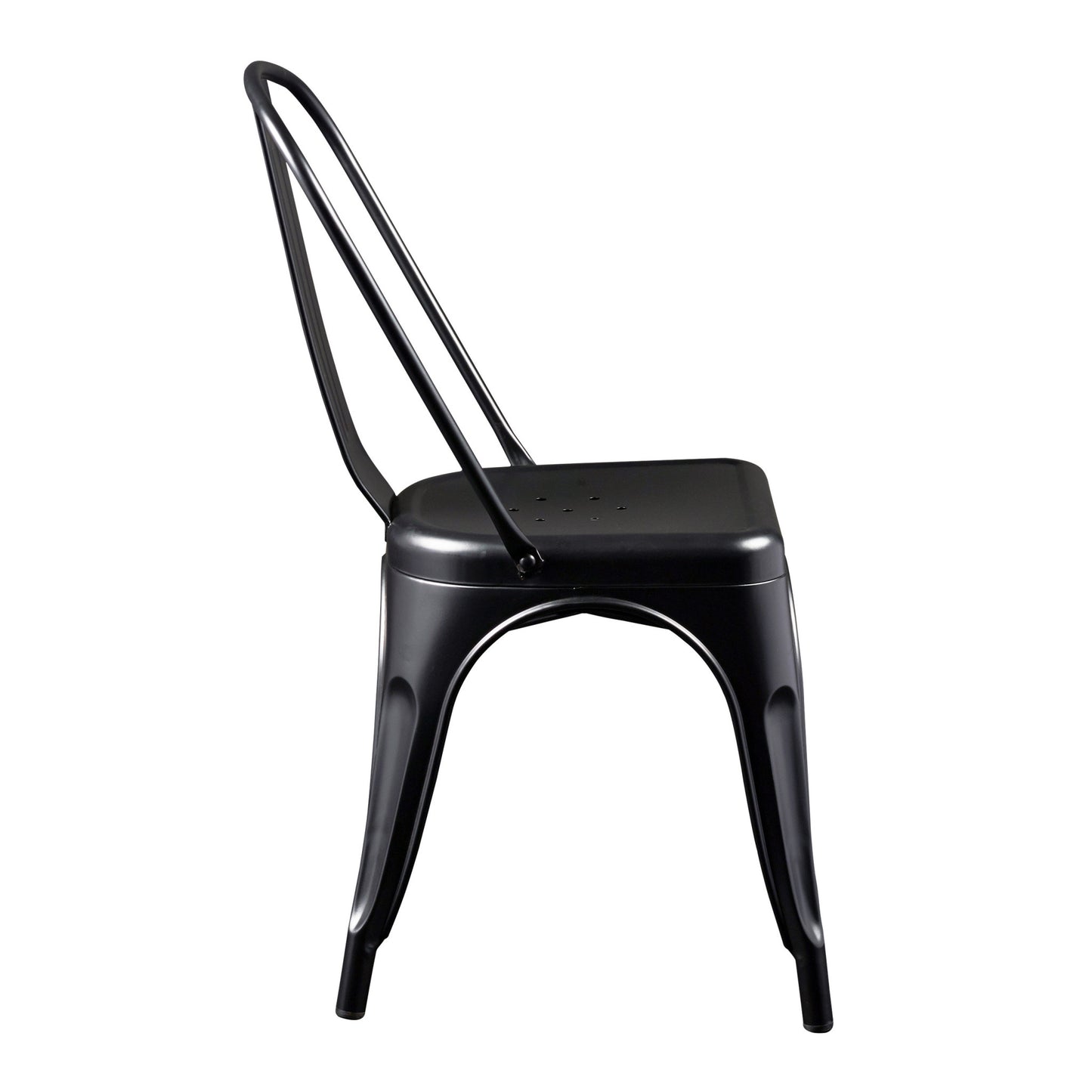 Set of Four Black Steel Dining Side Chairs-4