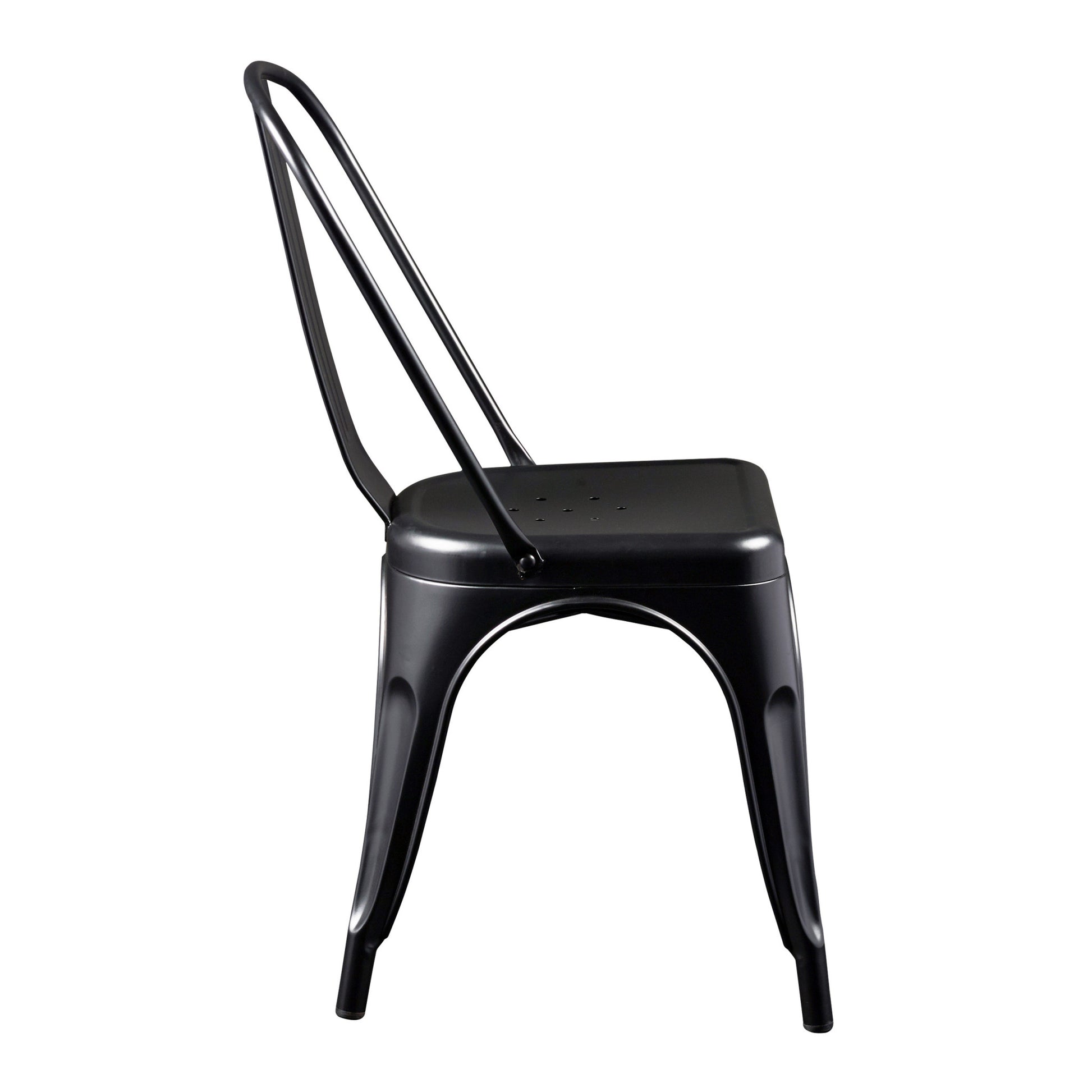 Set of Four Black Steel Dining Side Chairs-4