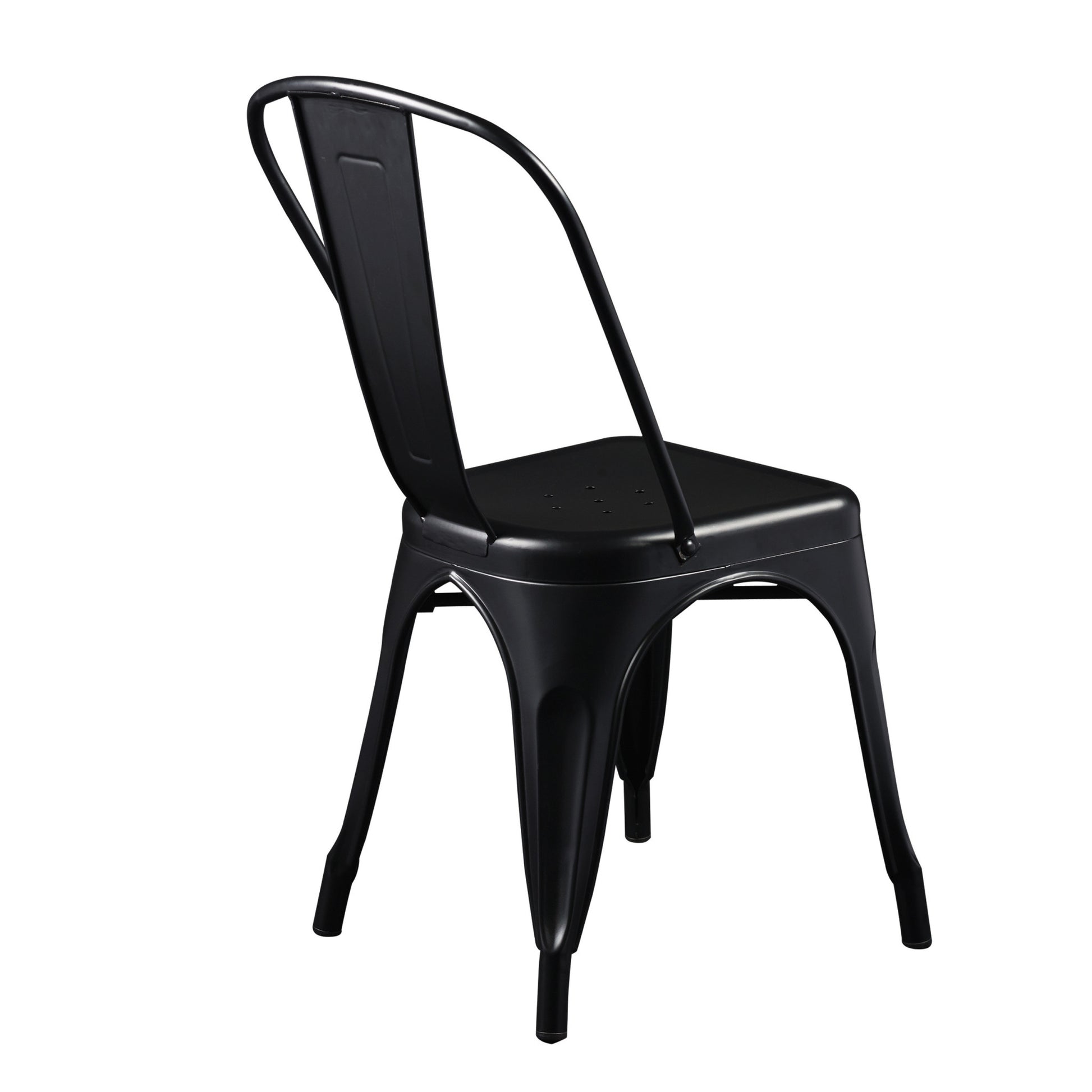 Set of Four Black Steel Dining Side Chairs-5