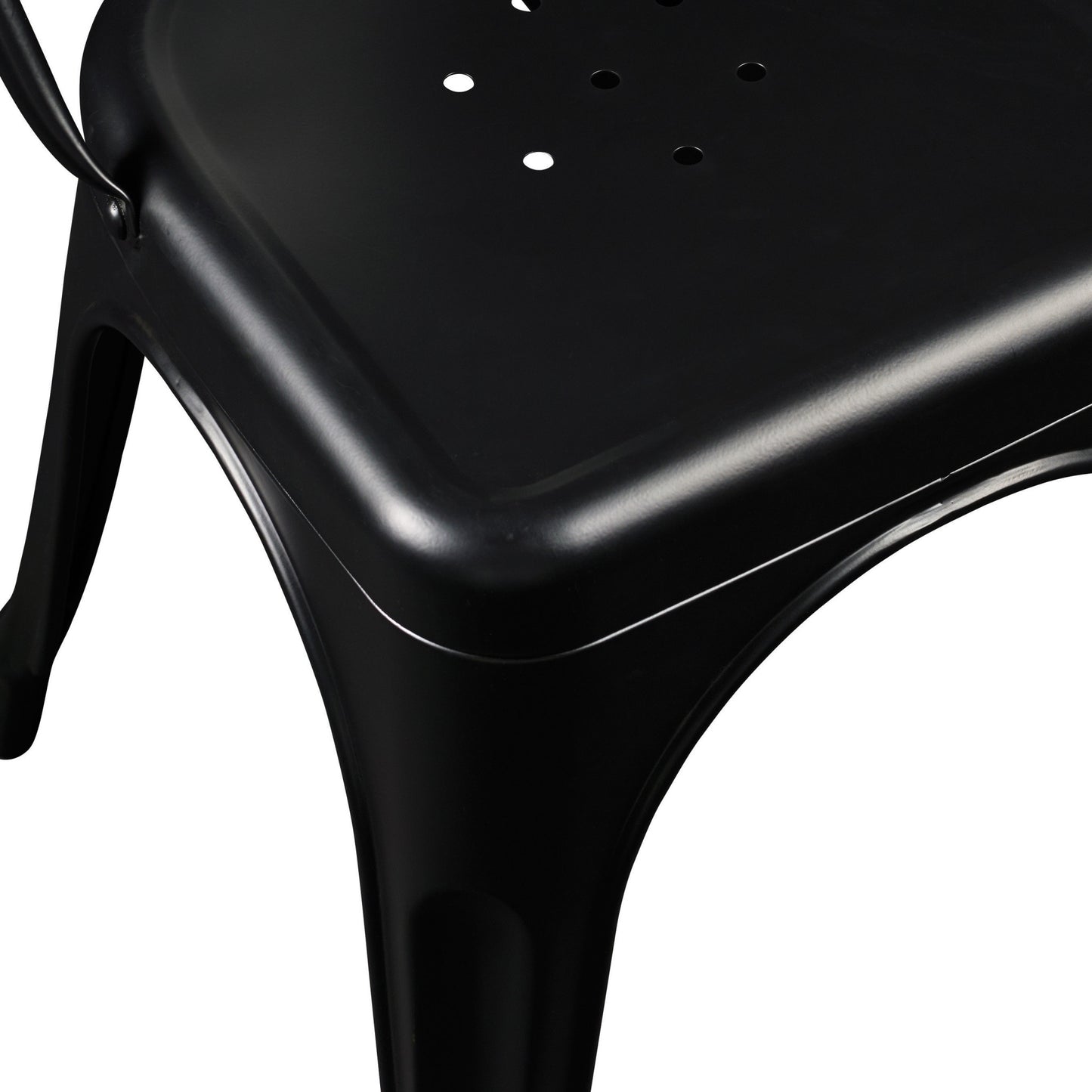 Set of Four Black Steel Dining Side Chairs-7