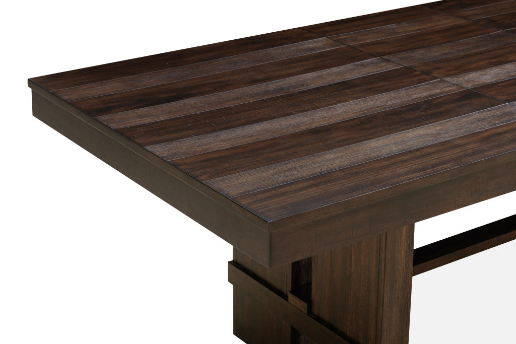 84" Dark Brown Wood Self-Storing Leaf Trestle Base Extension Dining Table-5
