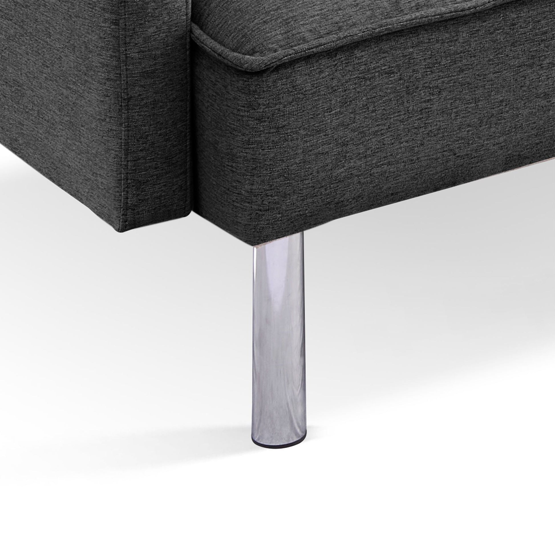 85" Dark Gray Polyester Blend Convertible Futon Sleeper Sofa And Toss Pillows With Silver Legs-4