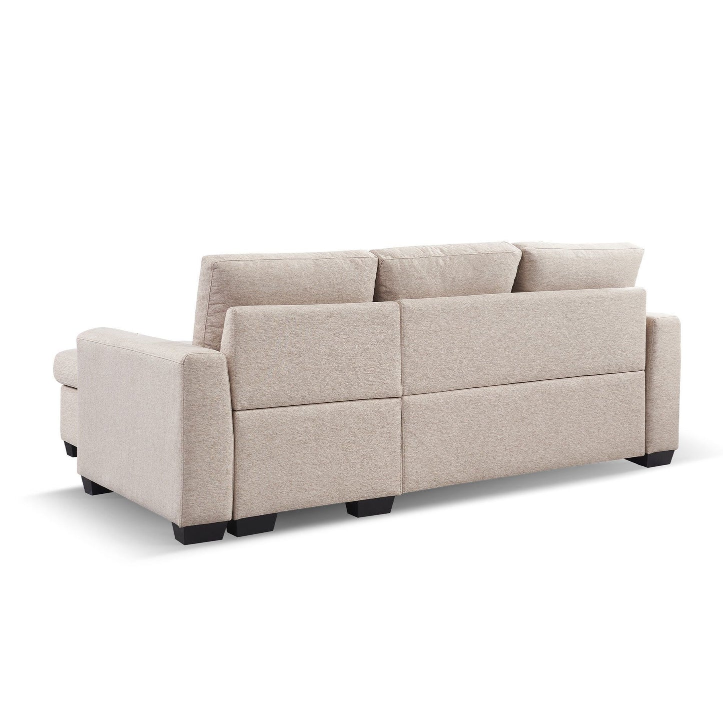 92" Beige Polyester Blend Convertible Futon Sleeper Sofa With Black Legs-2