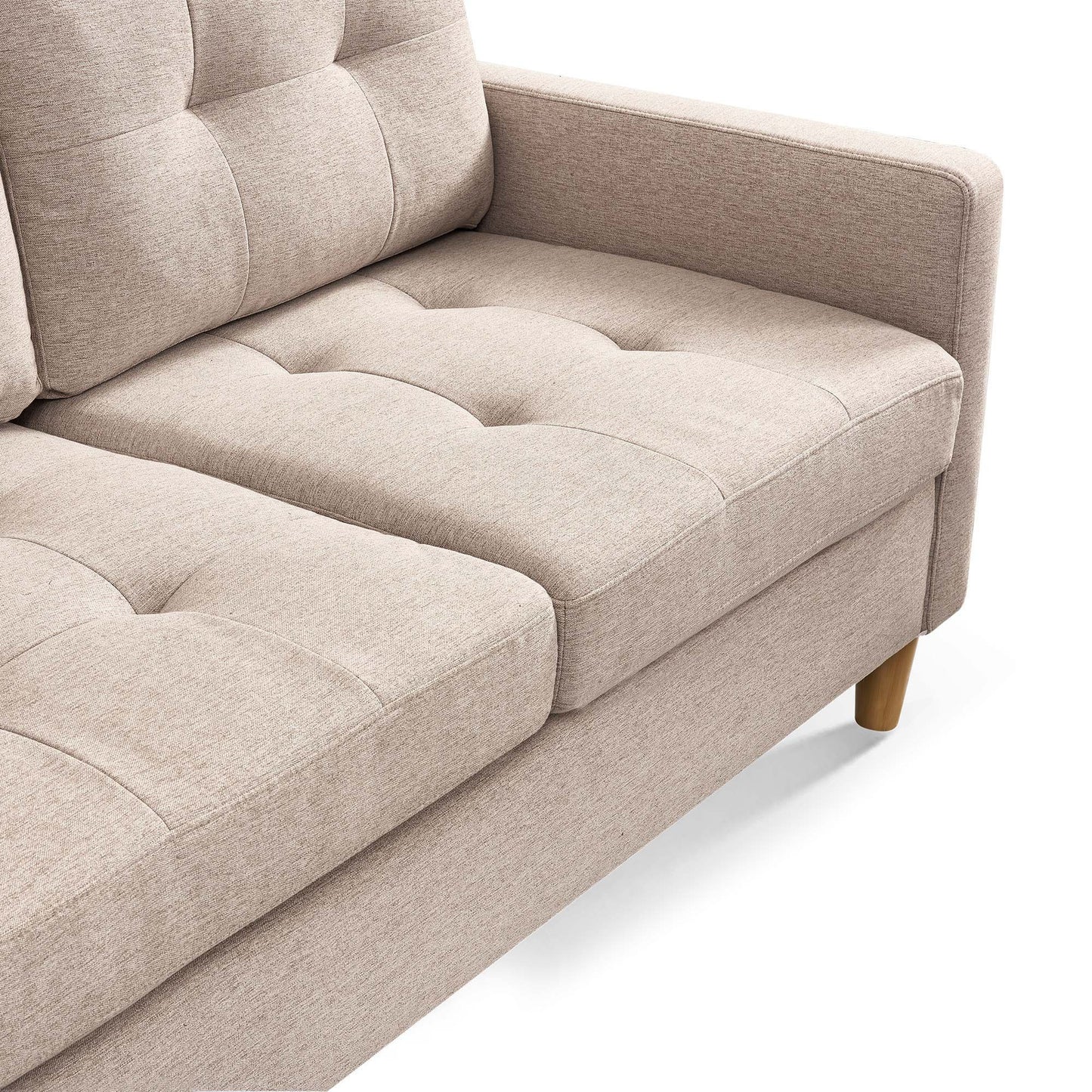 87" Beige Polyester Blend Sofa With Ottoman With Natural Legs-6