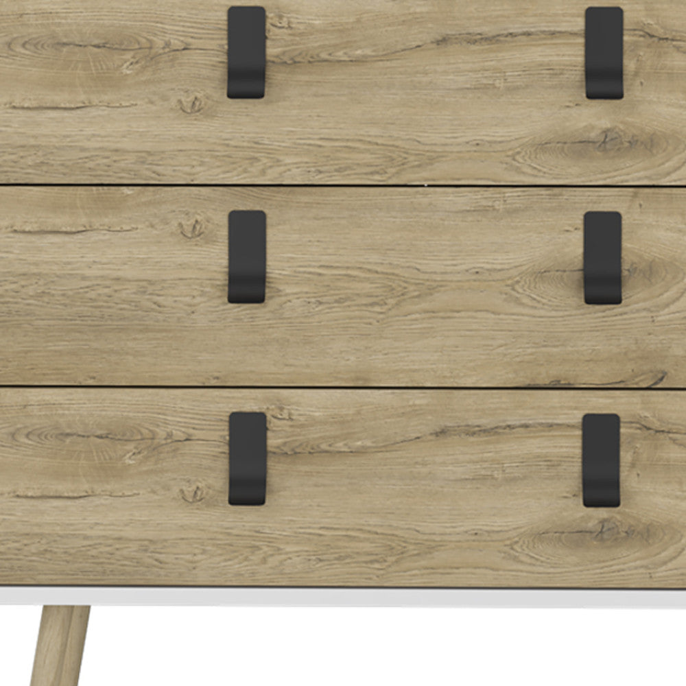32" White and Natural Three Drawer Dresser-5