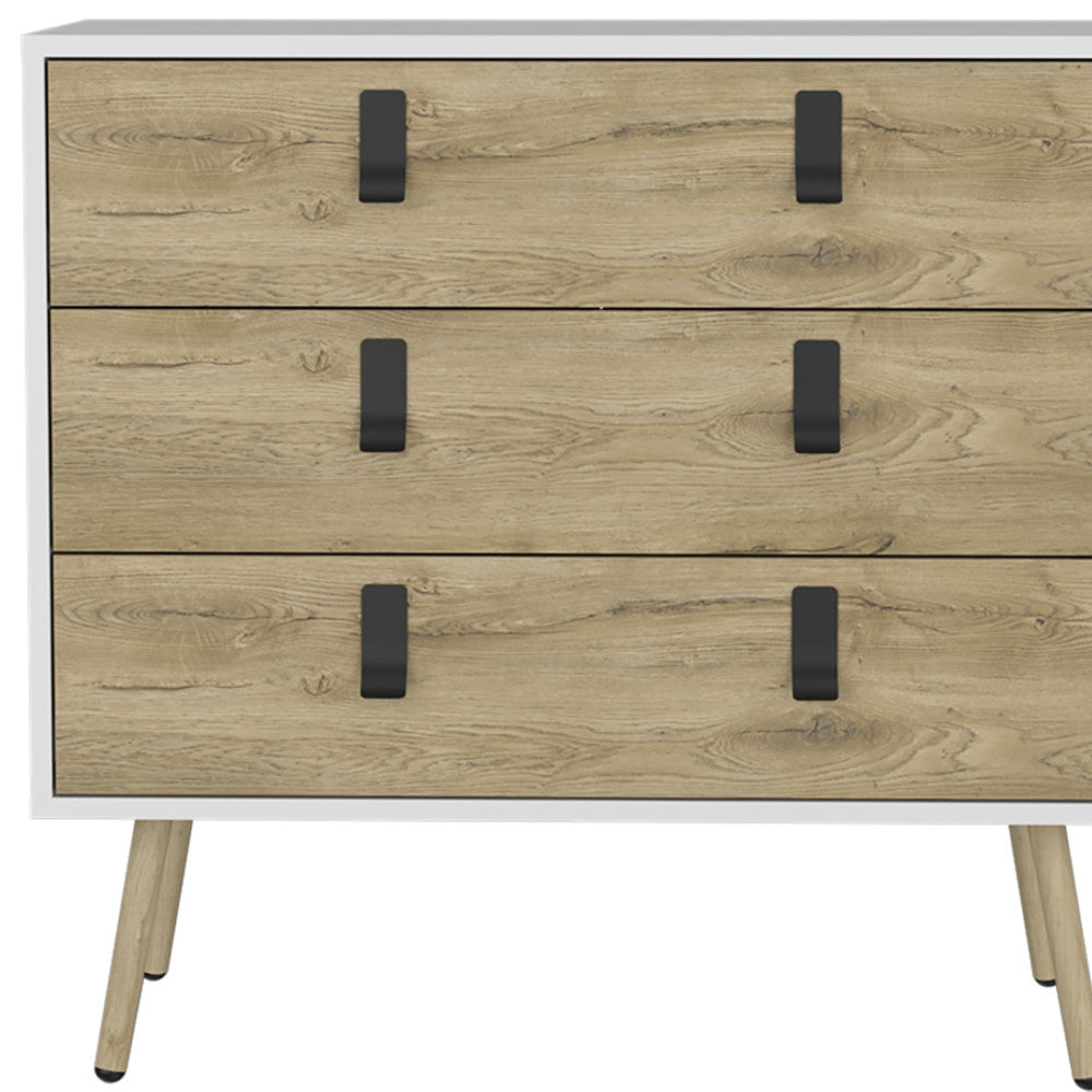 32" White and Natural Three Drawer Dresser-6