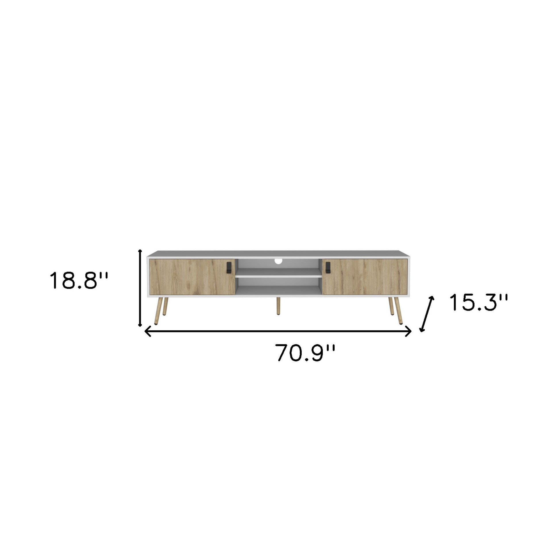71" White And Beige Enclosed And Open Storage TV Stand-7