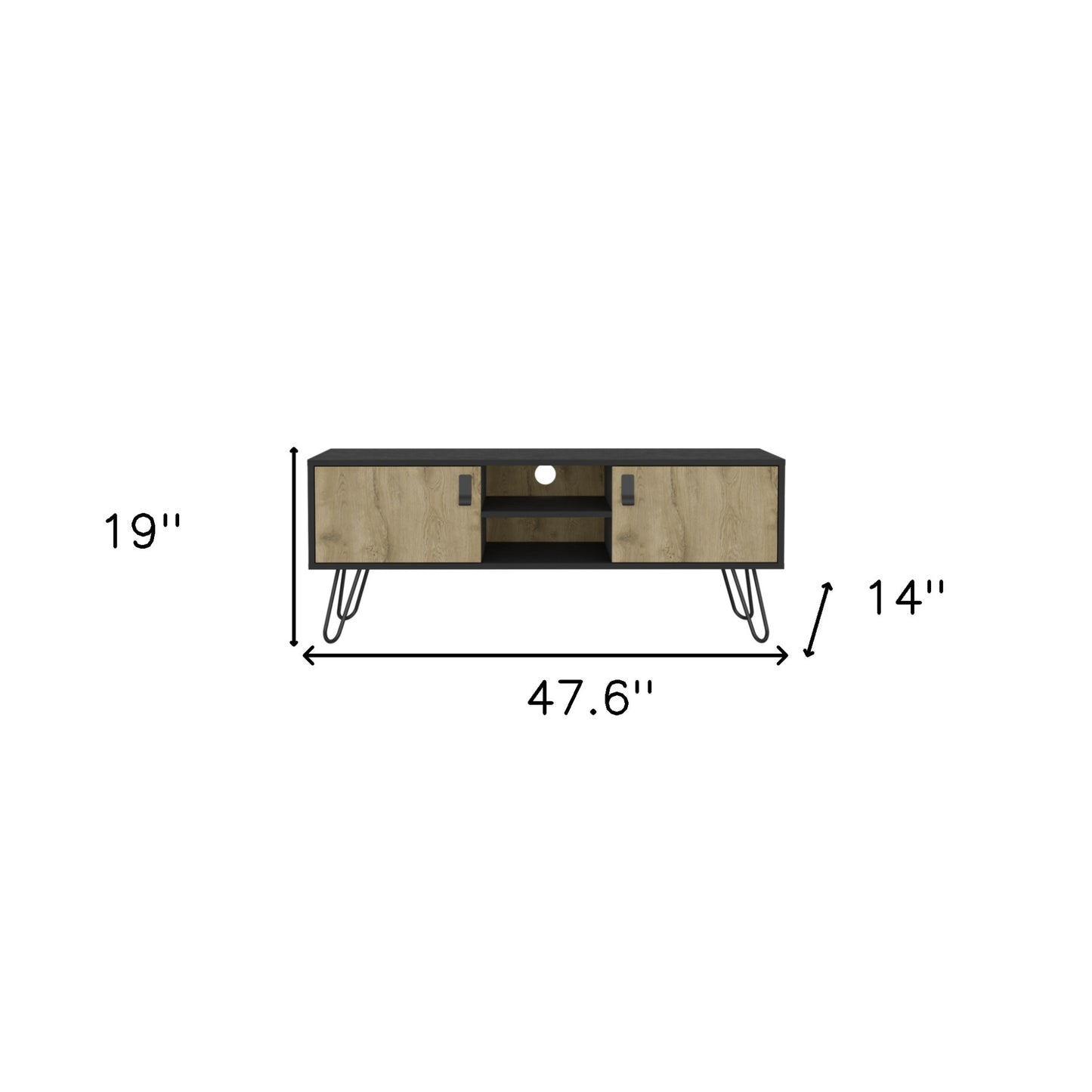 48" Beige and Black Cabinet Open And Enclosed Storage TV Stand-7
