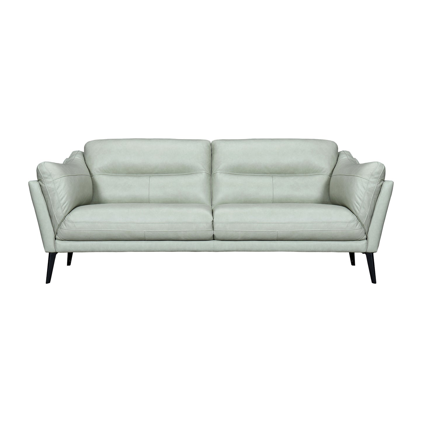 87" Mint Green Leather Sofa With Black Legs-1