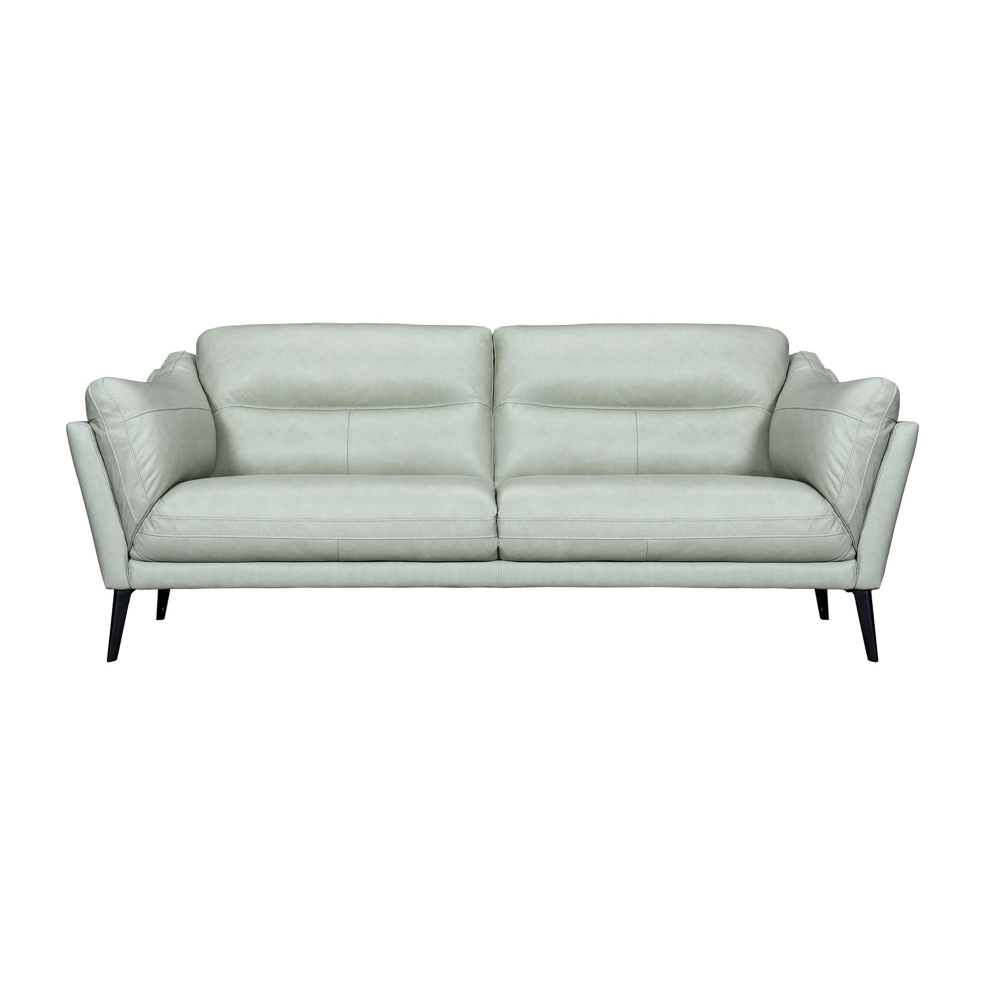 87" Mint Green Leather Sofa With Black Legs-1