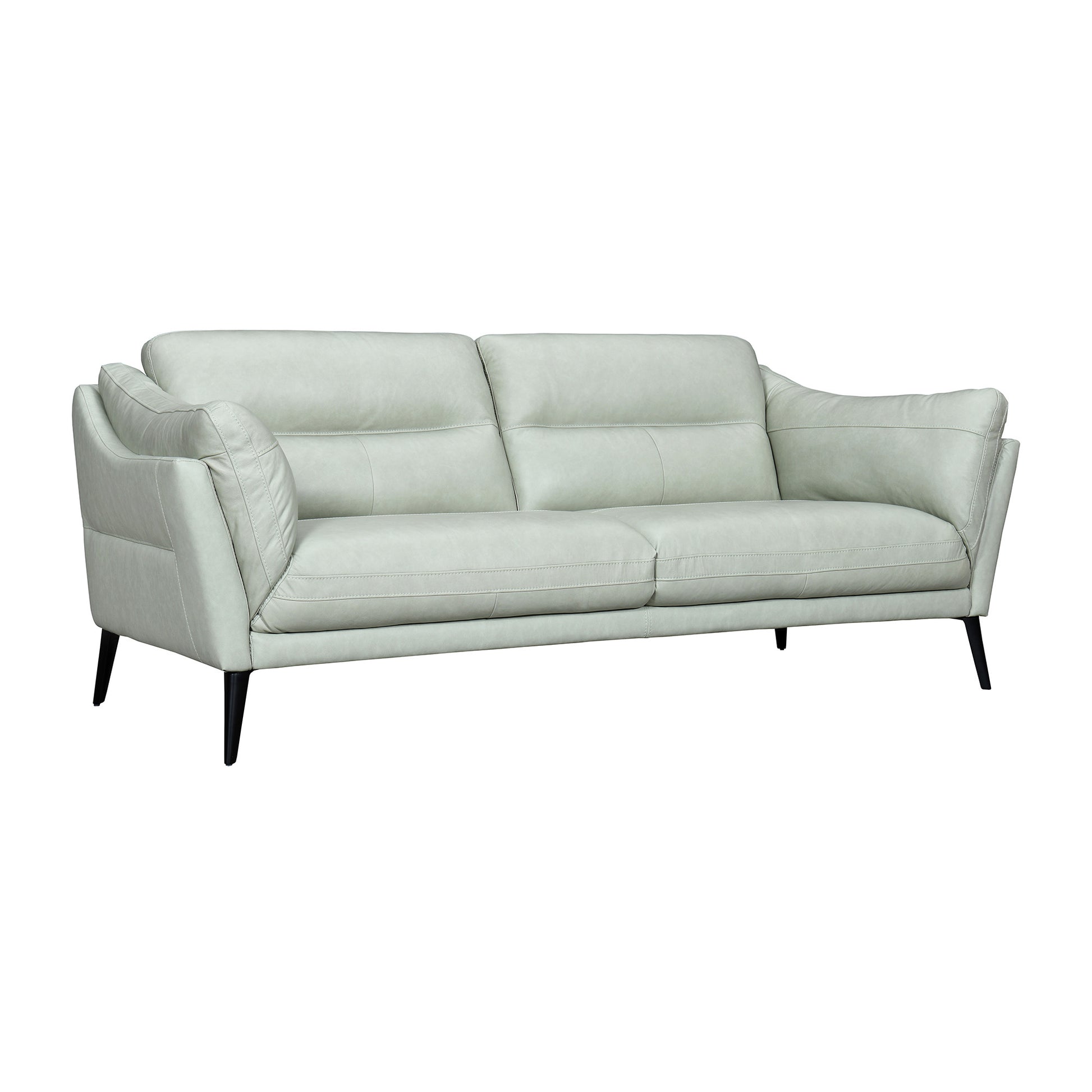 87" Mint Green Leather Sofa With Black Legs-2