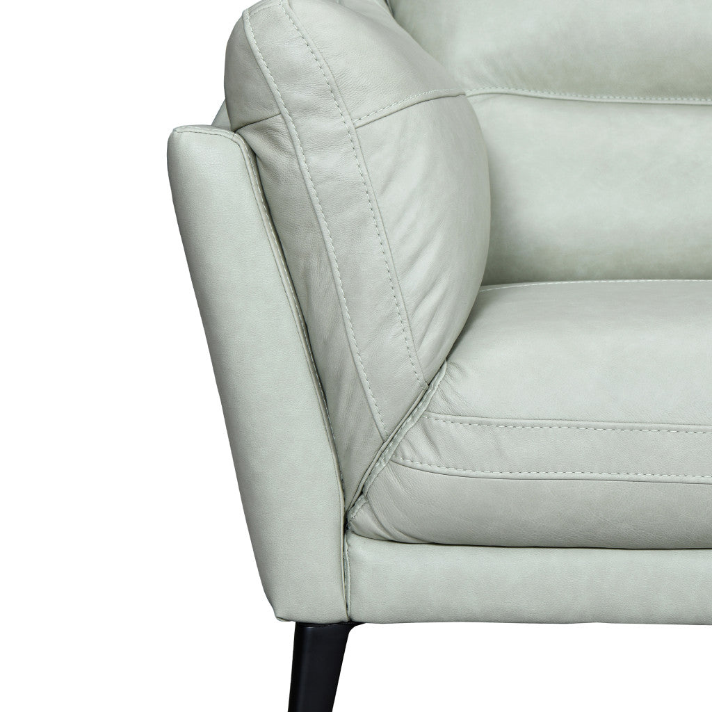 87" Mint Green Leather Sofa With Black Legs-4